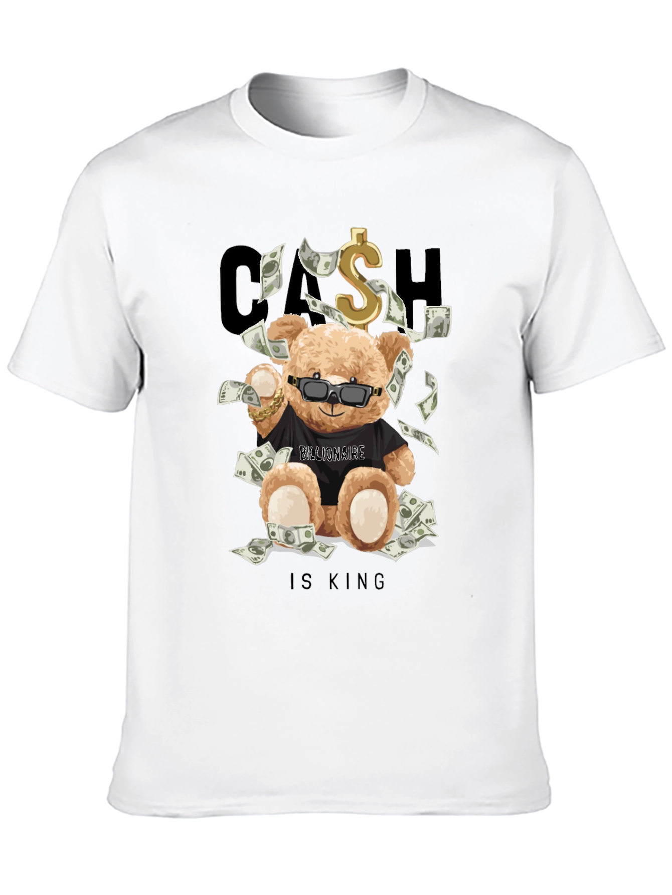 Black Cash Is King Bear T-Shirt view 10