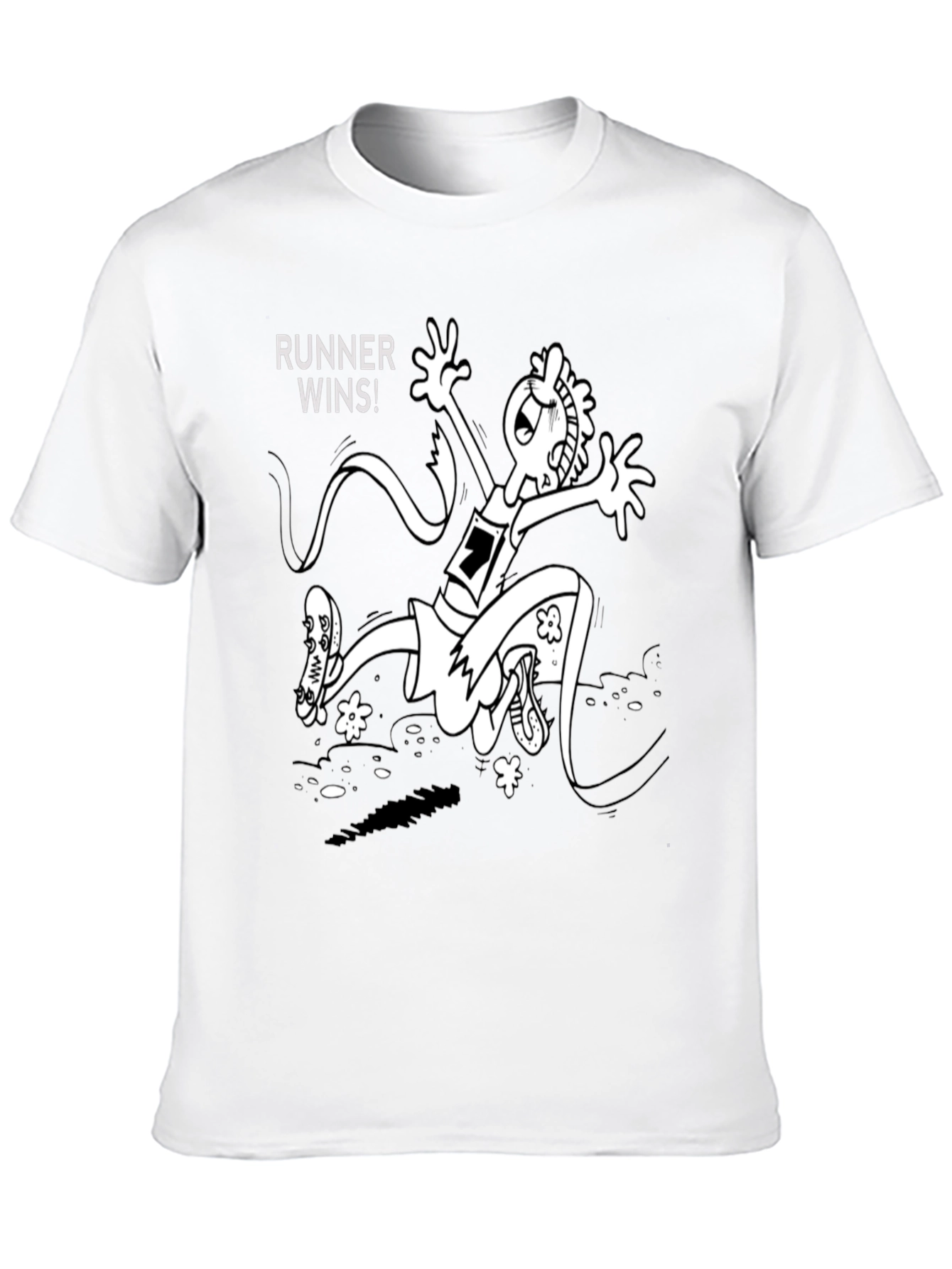 Black Runner Wins Graphic Tee - Black Cotton T-Shirt view 10