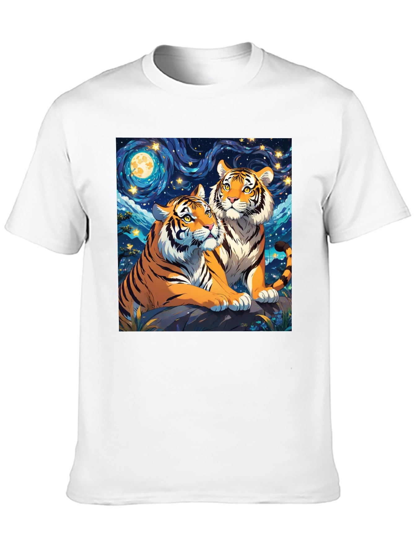 Black Tiger Lovers T-Shirt: Starry Night Design view 10