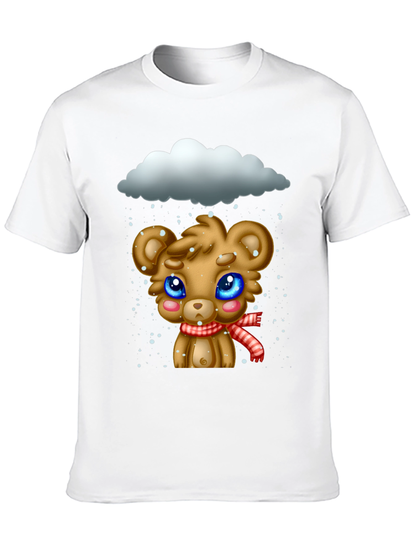 Black Cute Bear in Snow Graphic T-Shirt view 10