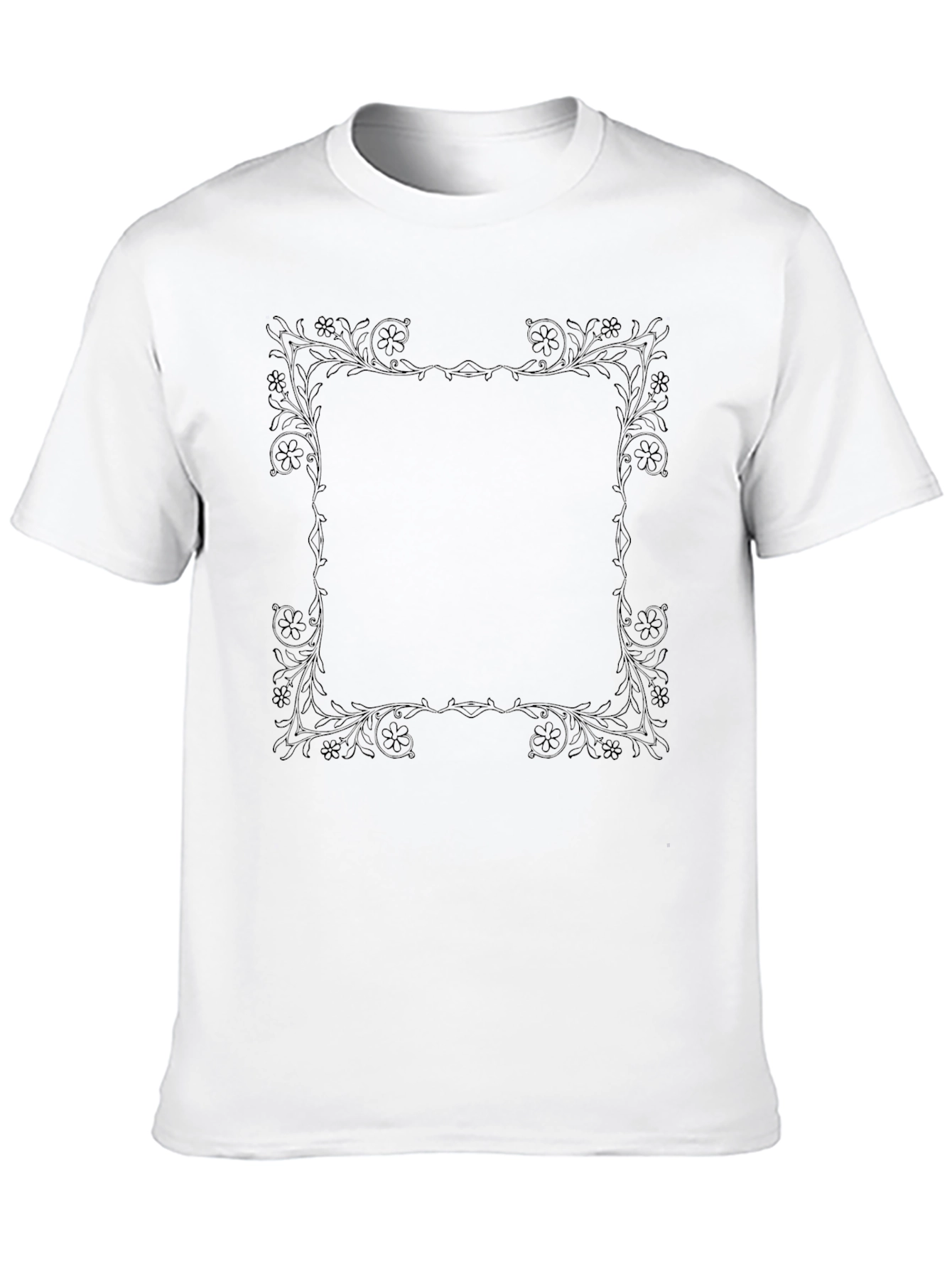 Black Elegant Black Floral Frame Tee view 10