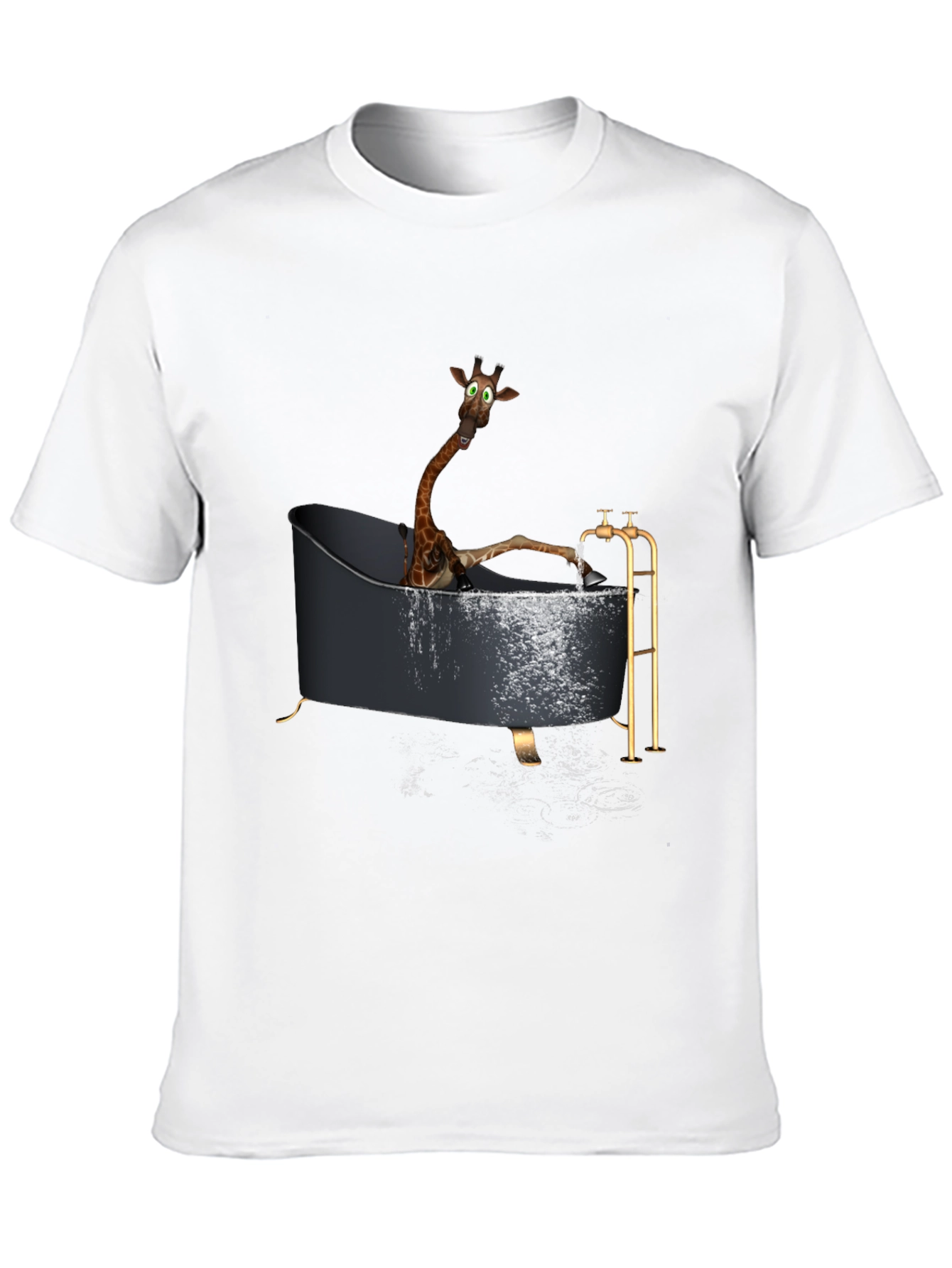 Black Giraffe in Bathtub Novelty T-Shirt view 10