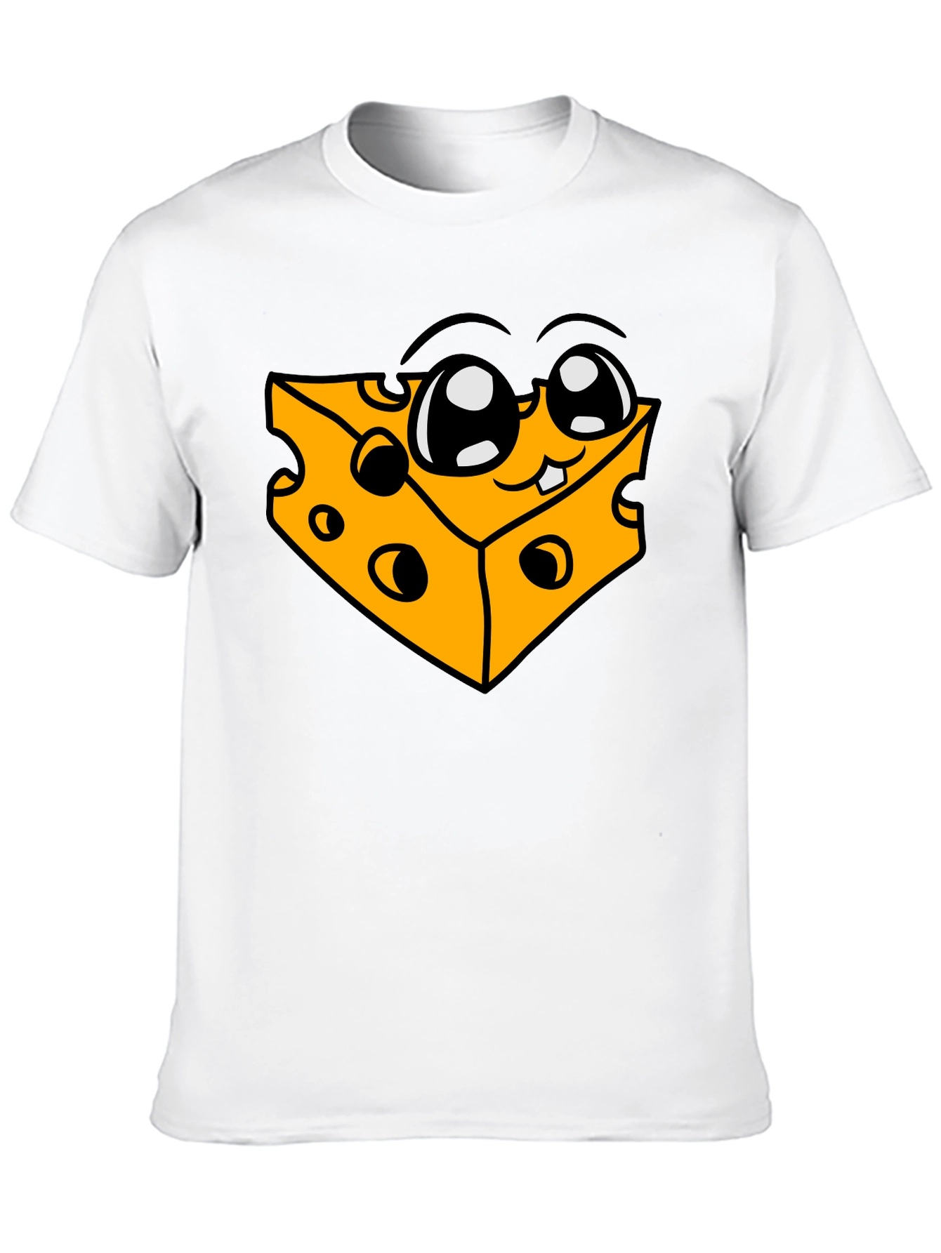 Black Funny Cheese Cartoon Graphic Black T-Shirt view 10