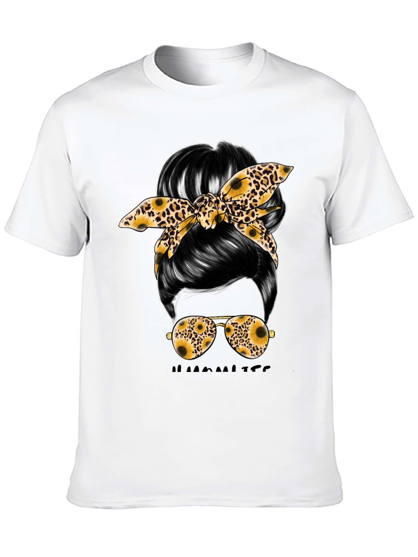 Black Messy Bun Sunflower Graphic Tee view 10