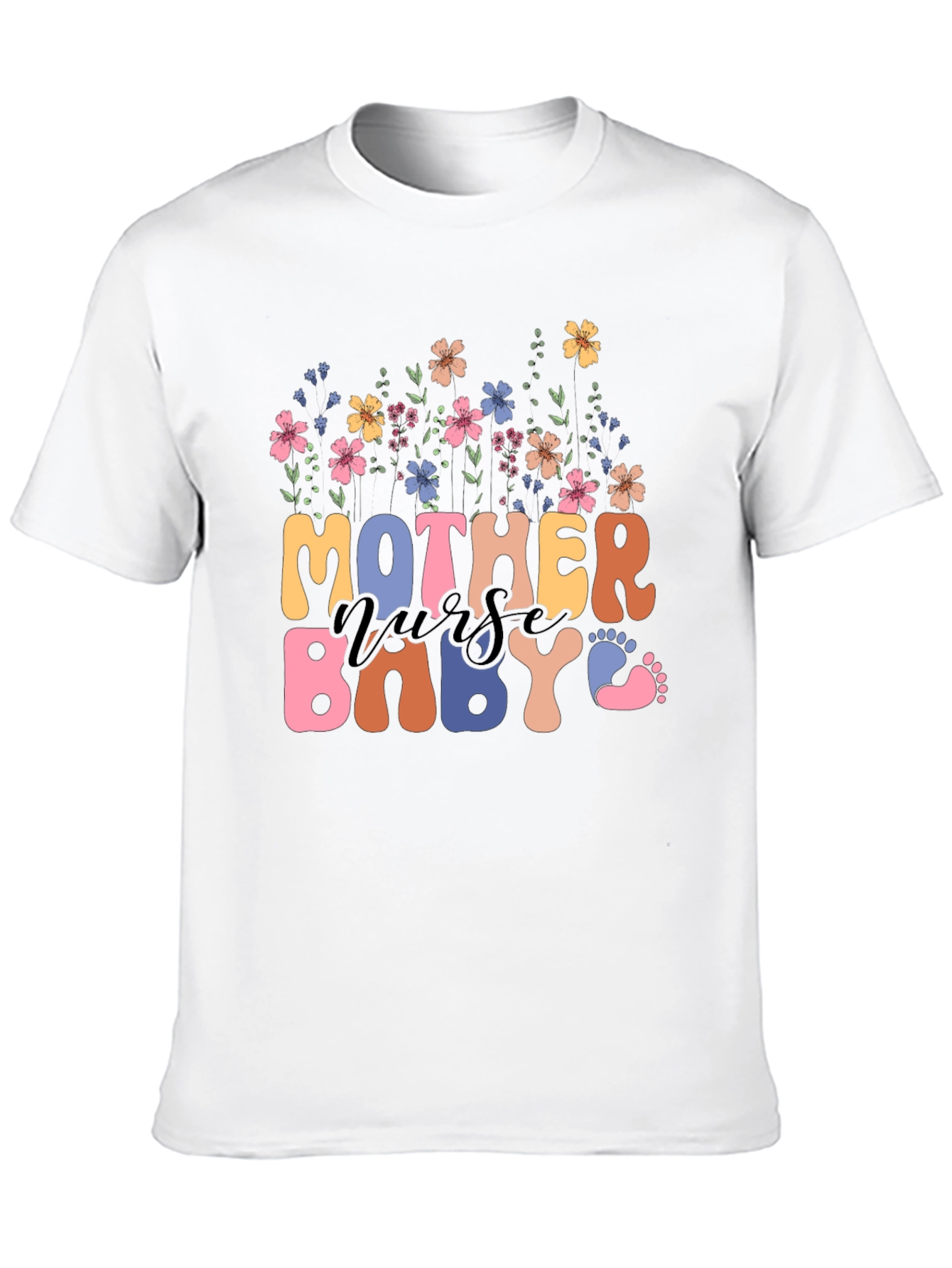 Black Mother Nurse Baby Floral Graphic Tee view 10