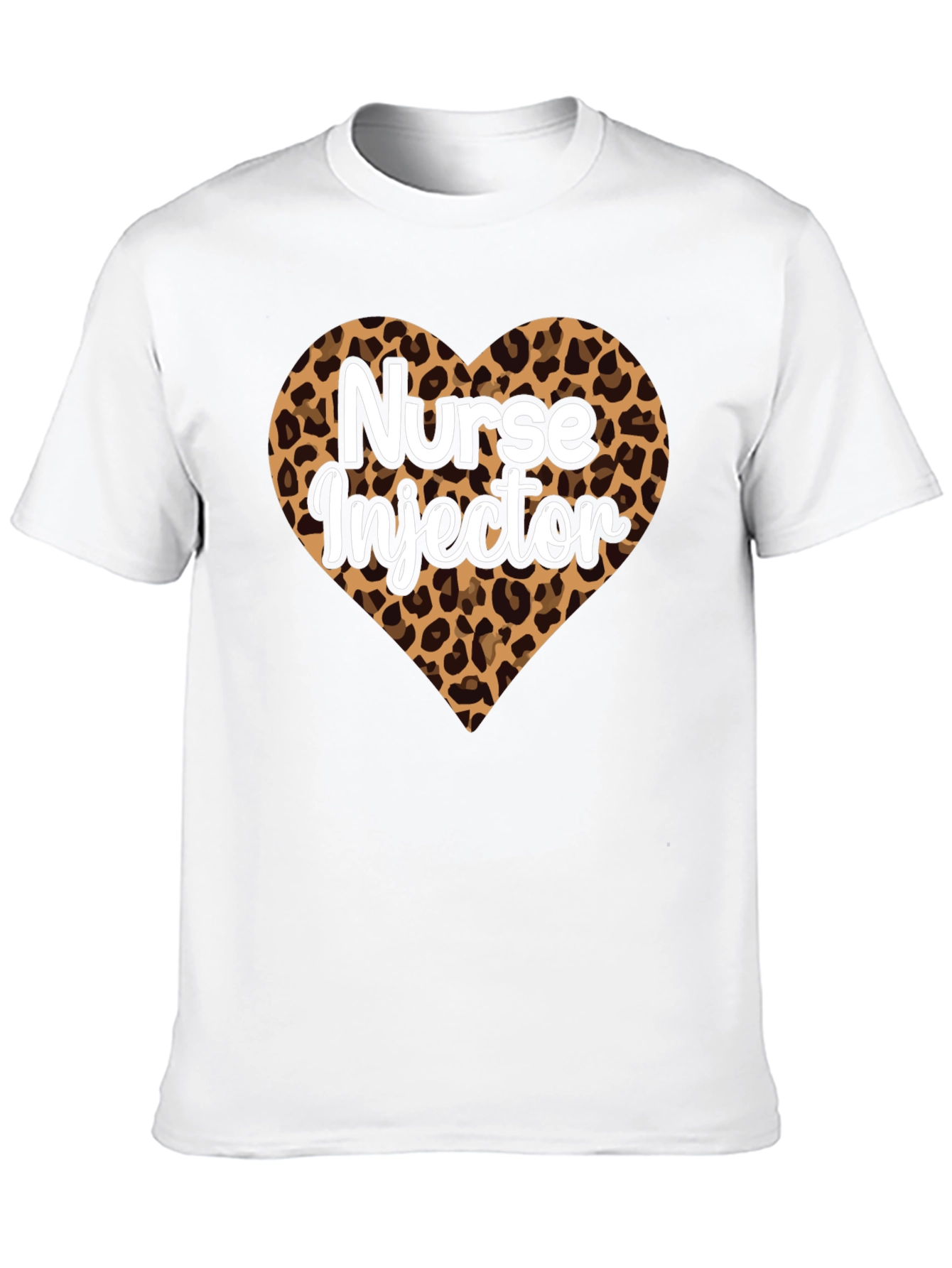 Black Nurse Injector Leopard Print Heart T-Shirt view 10