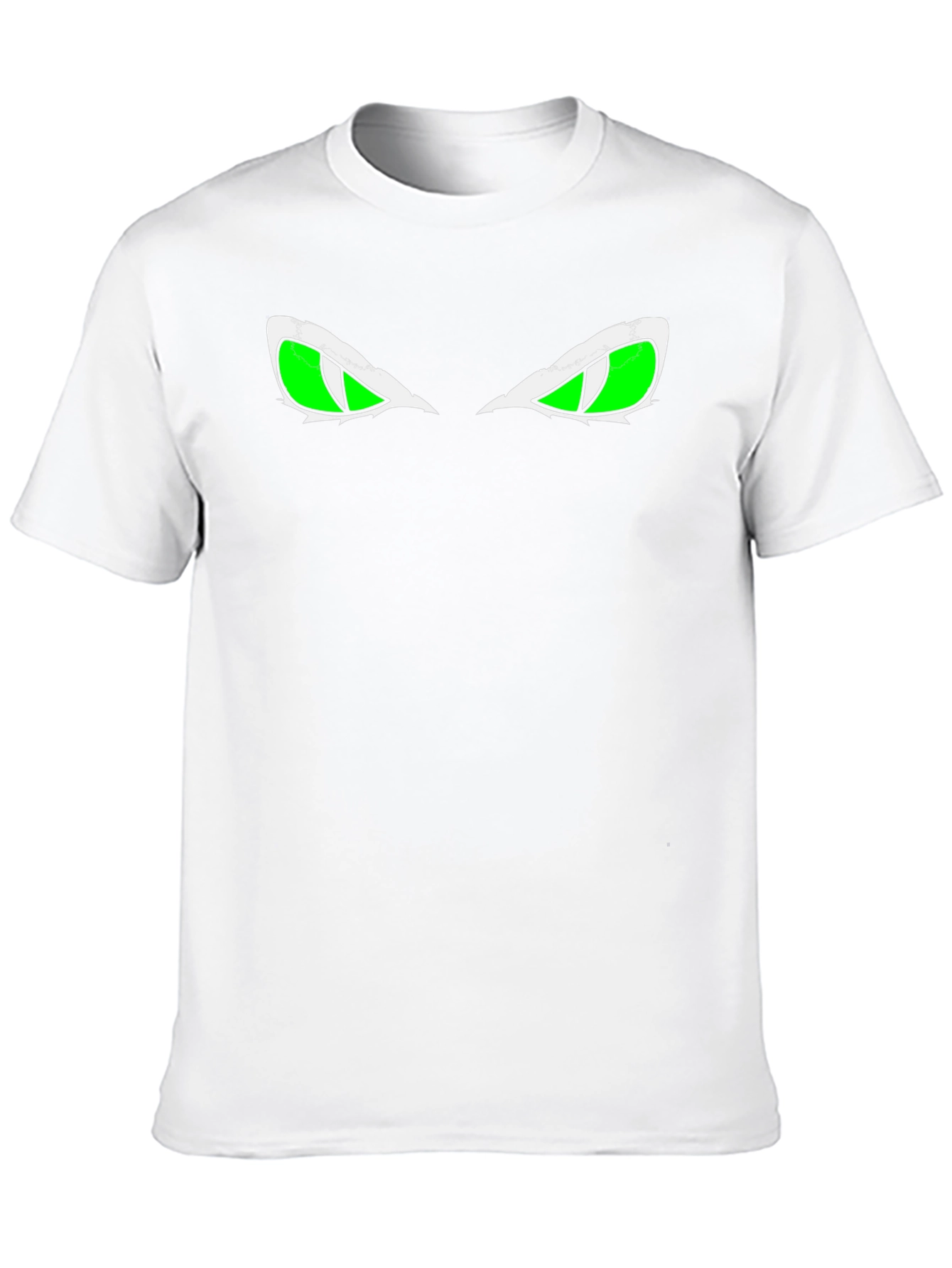 Black Men's Black T-shirt with Green Eyes Graphic view 10