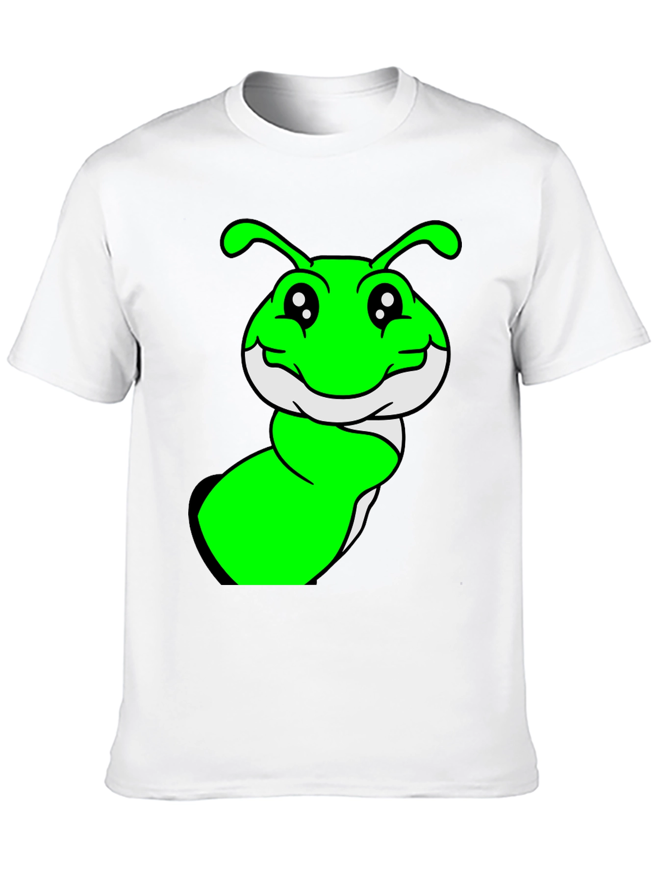Black Green Cartoon Worm Graphic T-Shirt view 10