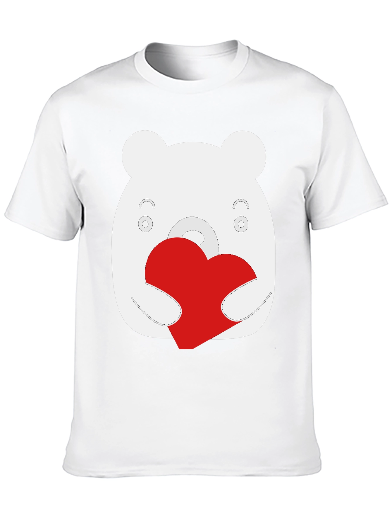 Black Cute Bear Heart Graphic Black T-Shirt view 10