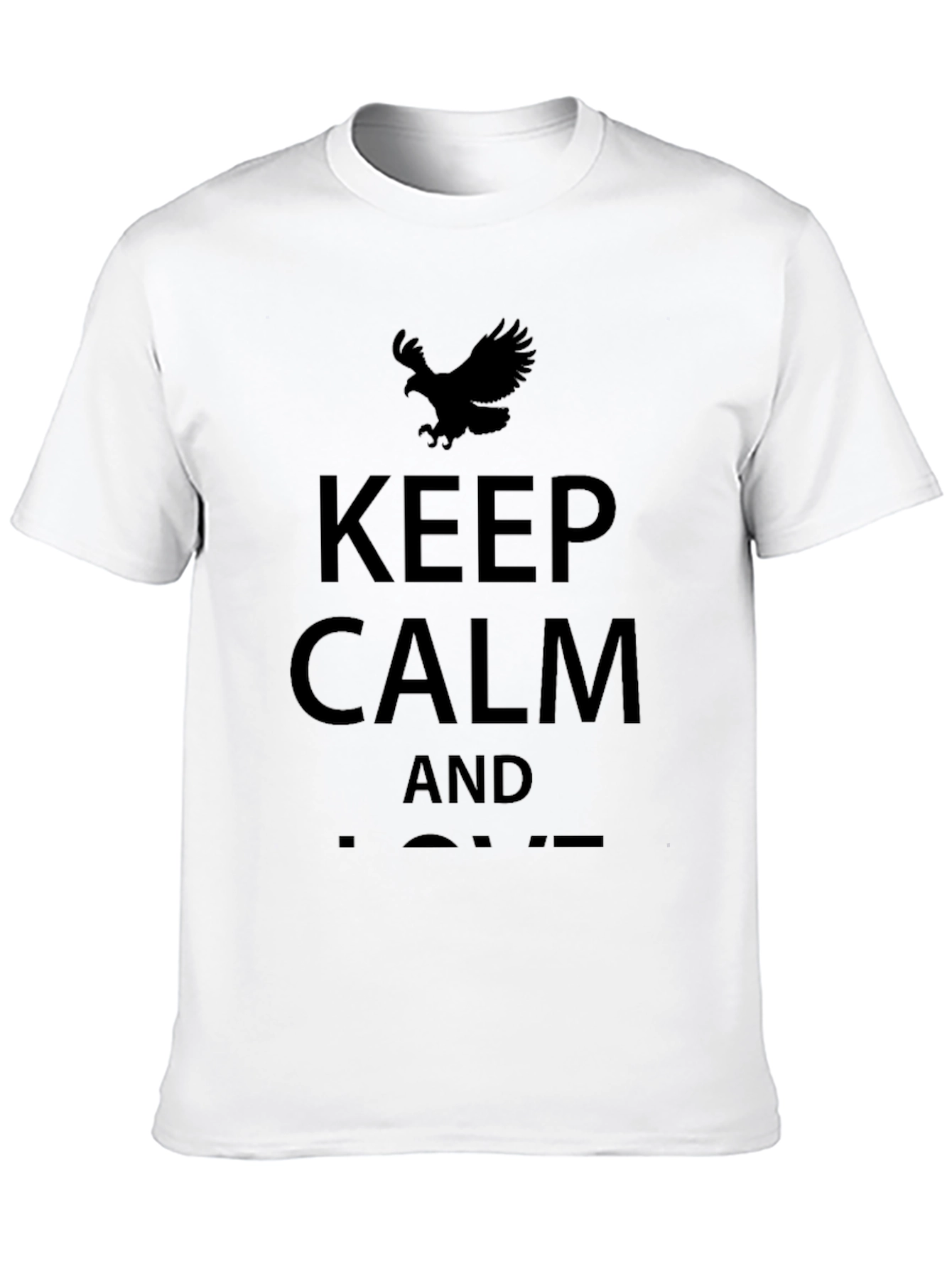 Keep Calm Eagle Graphic T-Shirt - Black - 10