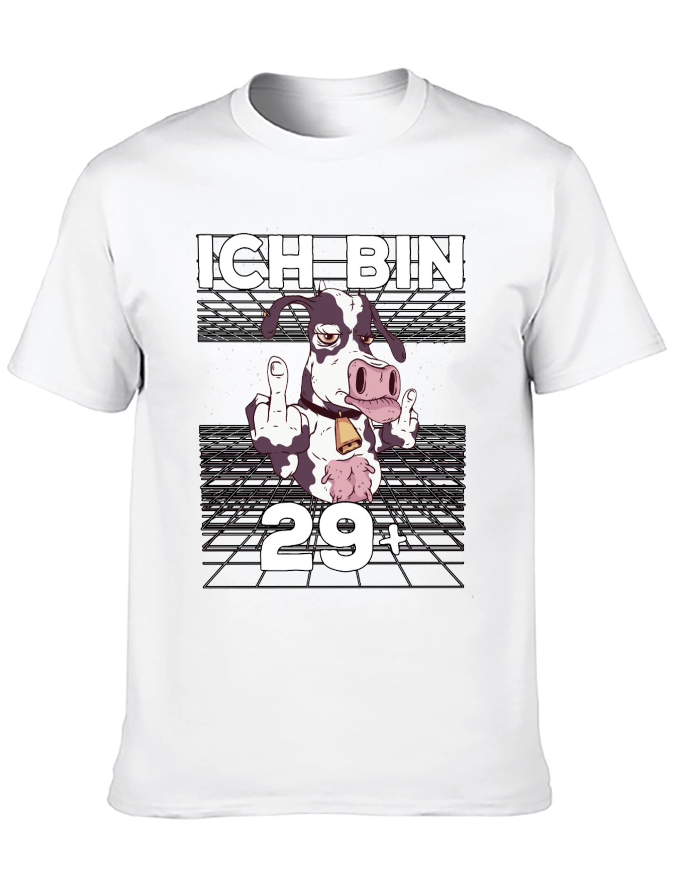 Black Funny Cow 29+ Birthday T-Shirt view 10