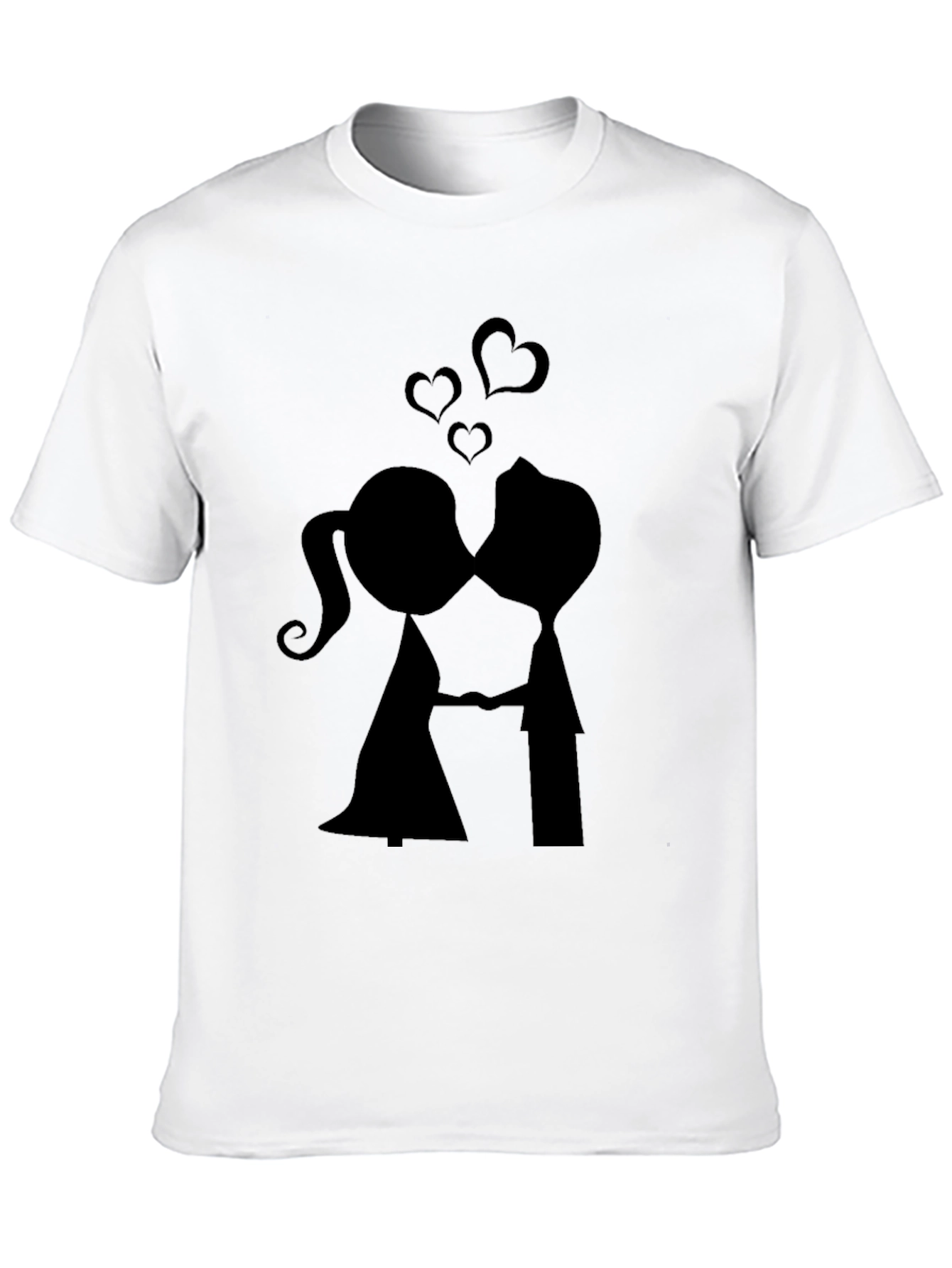 Black Kissing Couple Black Graphic Tee - Romantic Design view 10
