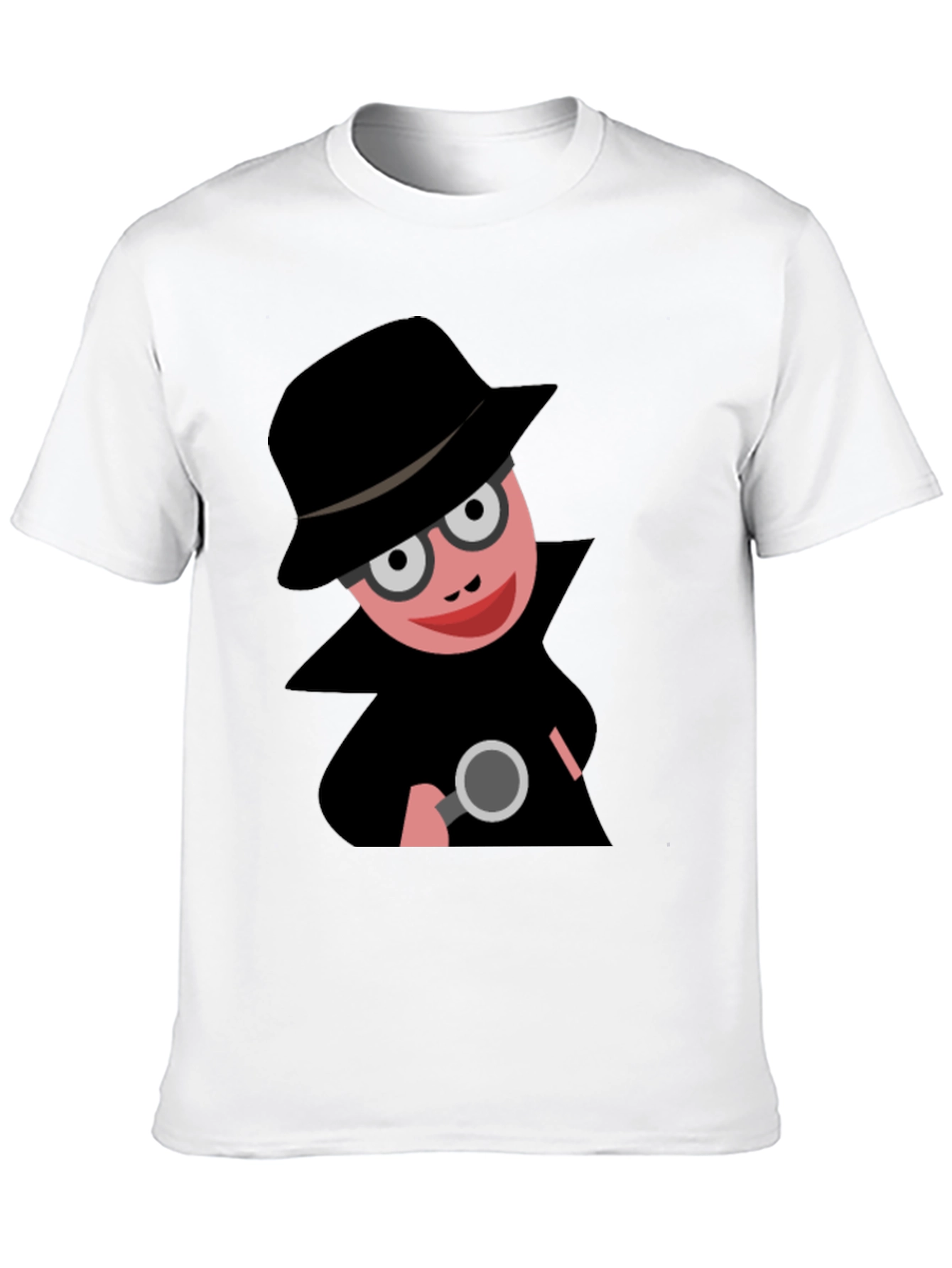 Black Cartoon Detective T-Shirt: Funny Spy Design view 10