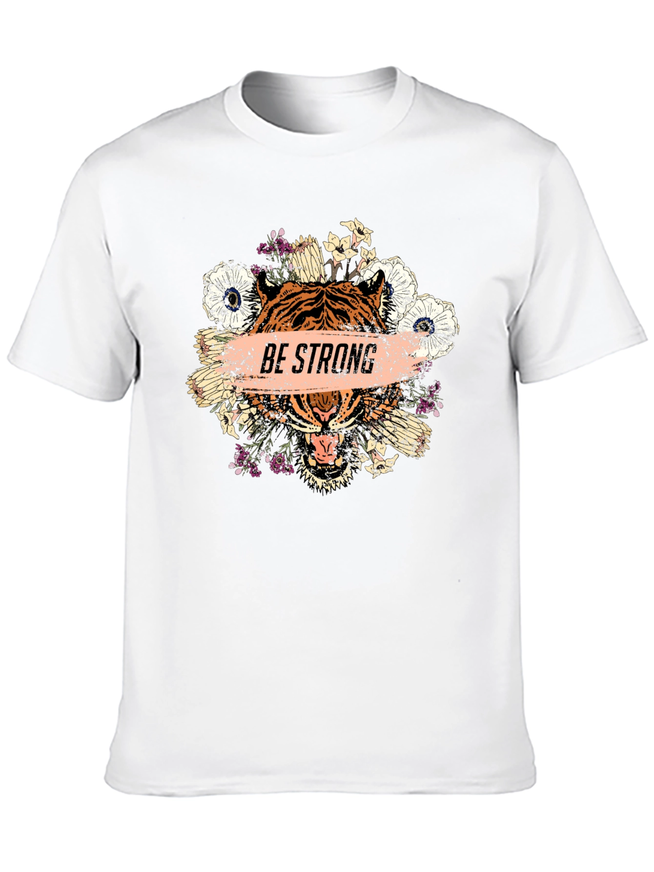 Black Be Strong Tiger Graphic Tee - Men's Black T-Shirt view 10