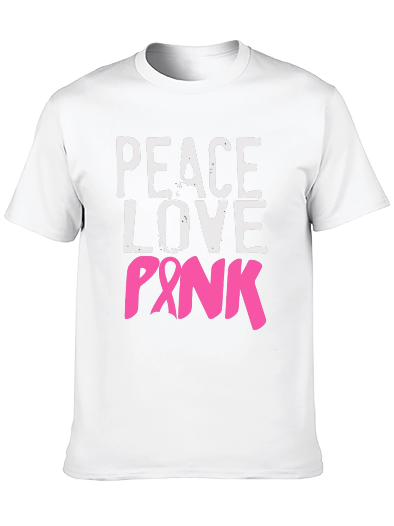 Black Peace Love Pink Breast Cancer Awareness T-Shirt view 10