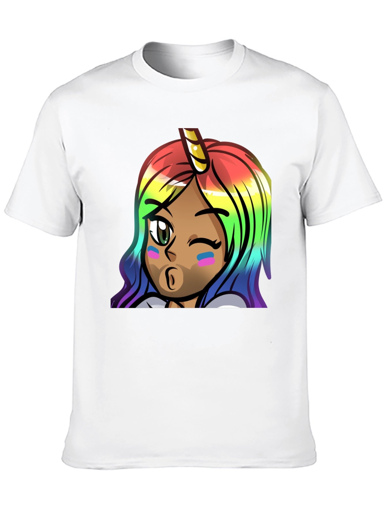 Black Rainbow Unicorn Girl Graphic Tee - Unisex view 10