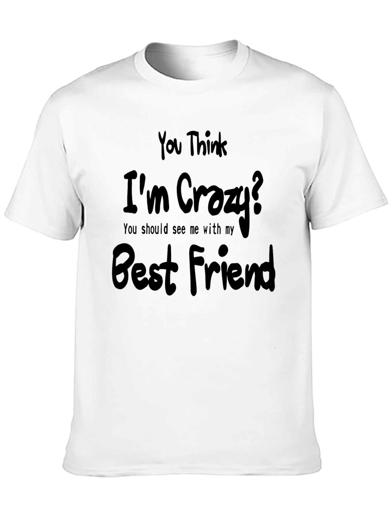 Black Crazy Best Friend Graphic Tee - Black Cotton T-Shirt view 10