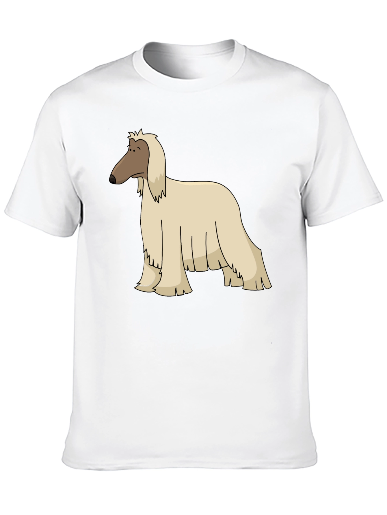 Black Afghan Hound Cartoon Black T-Shirt view 10