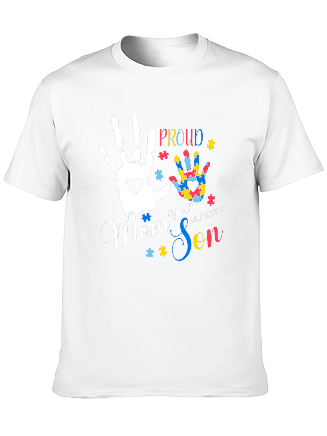 Black Proud Mom of an Awesome Son Autism Awareness T-Shirt view 10