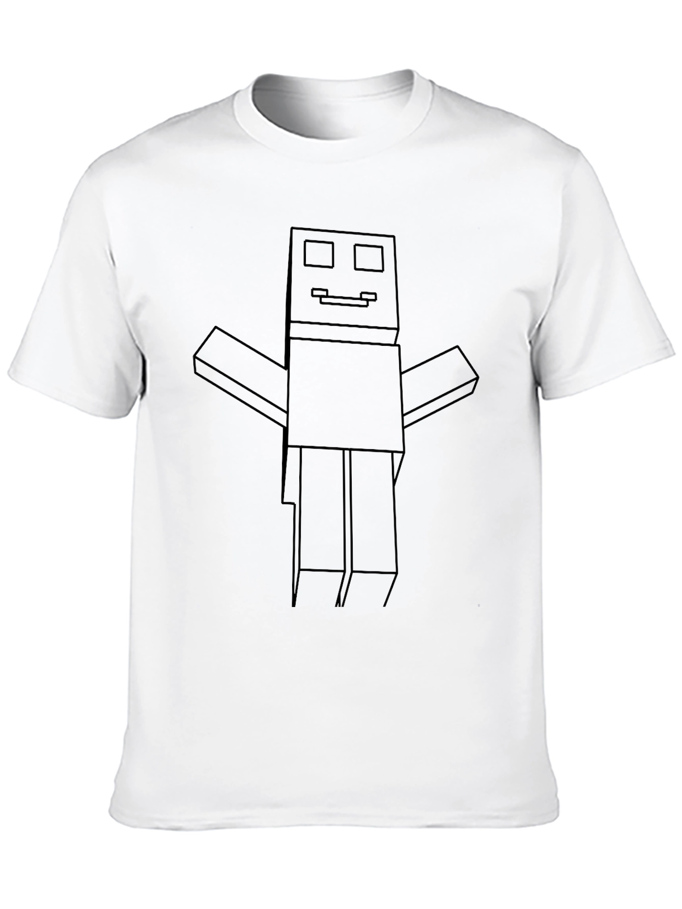 Black Minecraft Robot Outline Black Tee view 10