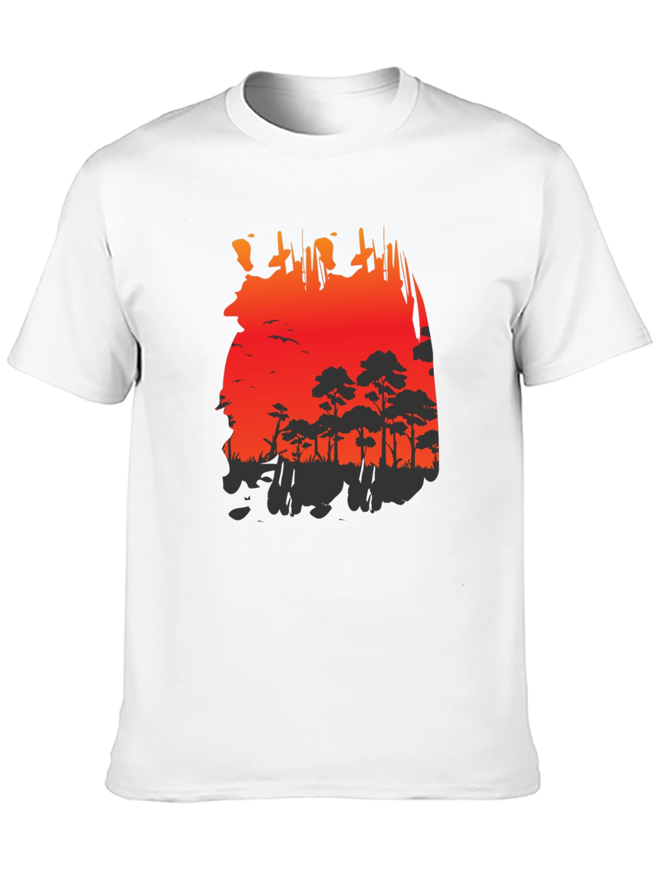 Black Red Sunset Forest Graphic Tee view 10