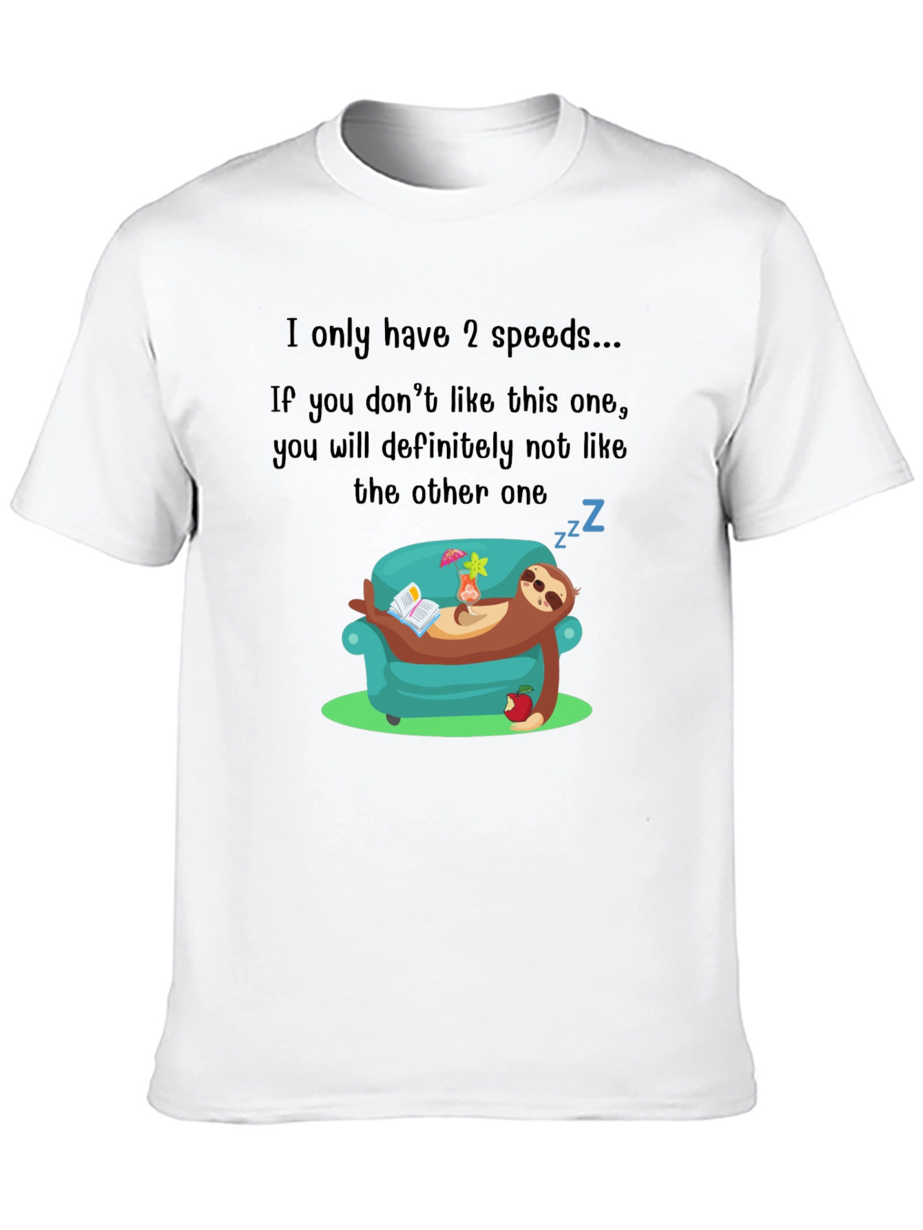 Black Funny Sloth 2 Speeds T-Shirt view 10