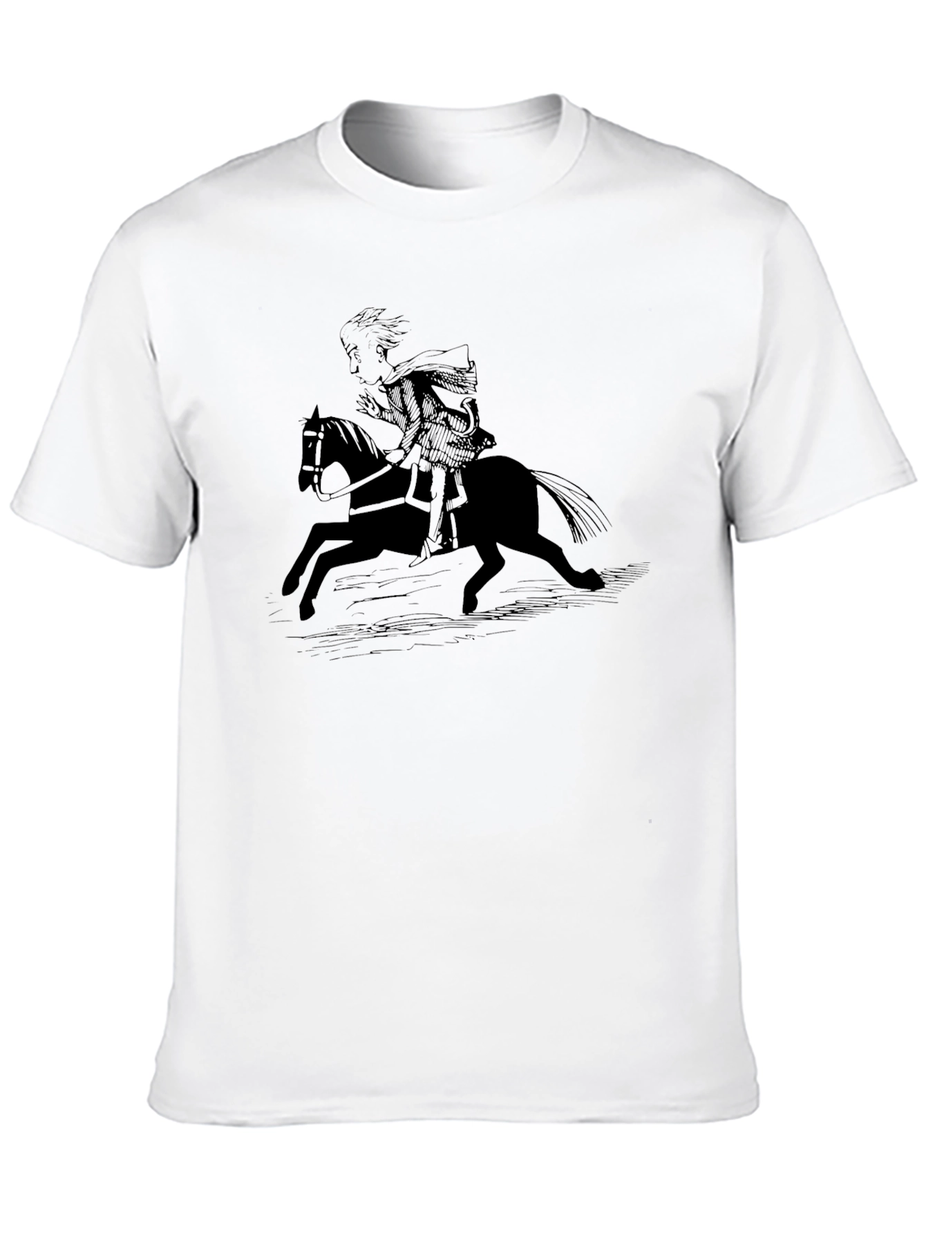 Black Black T-Shirt with Horse Rider Graphic Tee view 10