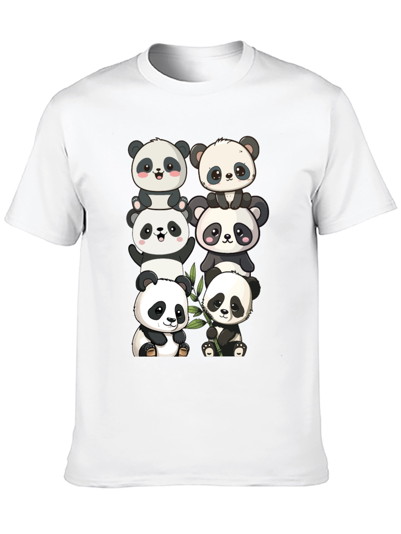 Black Cute Panda Stack Graphic Tee - Black view 10