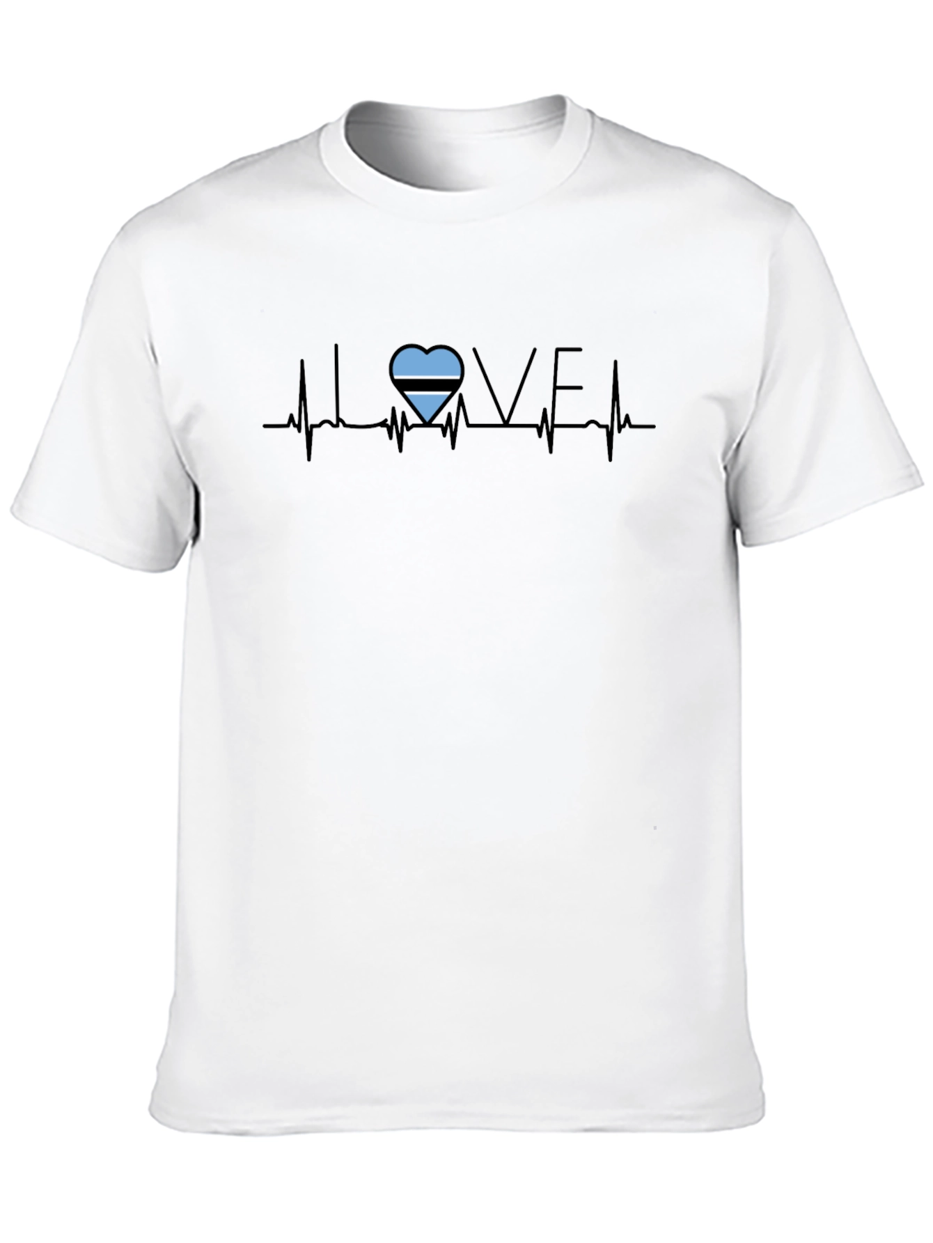 Botswana Flag Heartbeat T-Shirt - Love Botswana Tee - 10