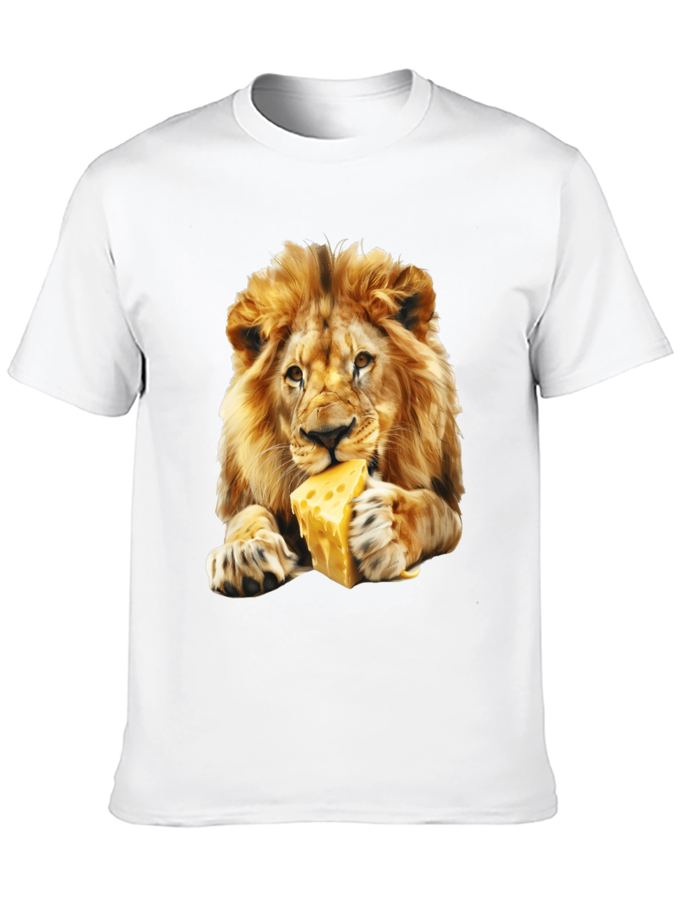 Black Lion Eating Cheese T-Shirt - Funny Animal Graphic Tee view 10