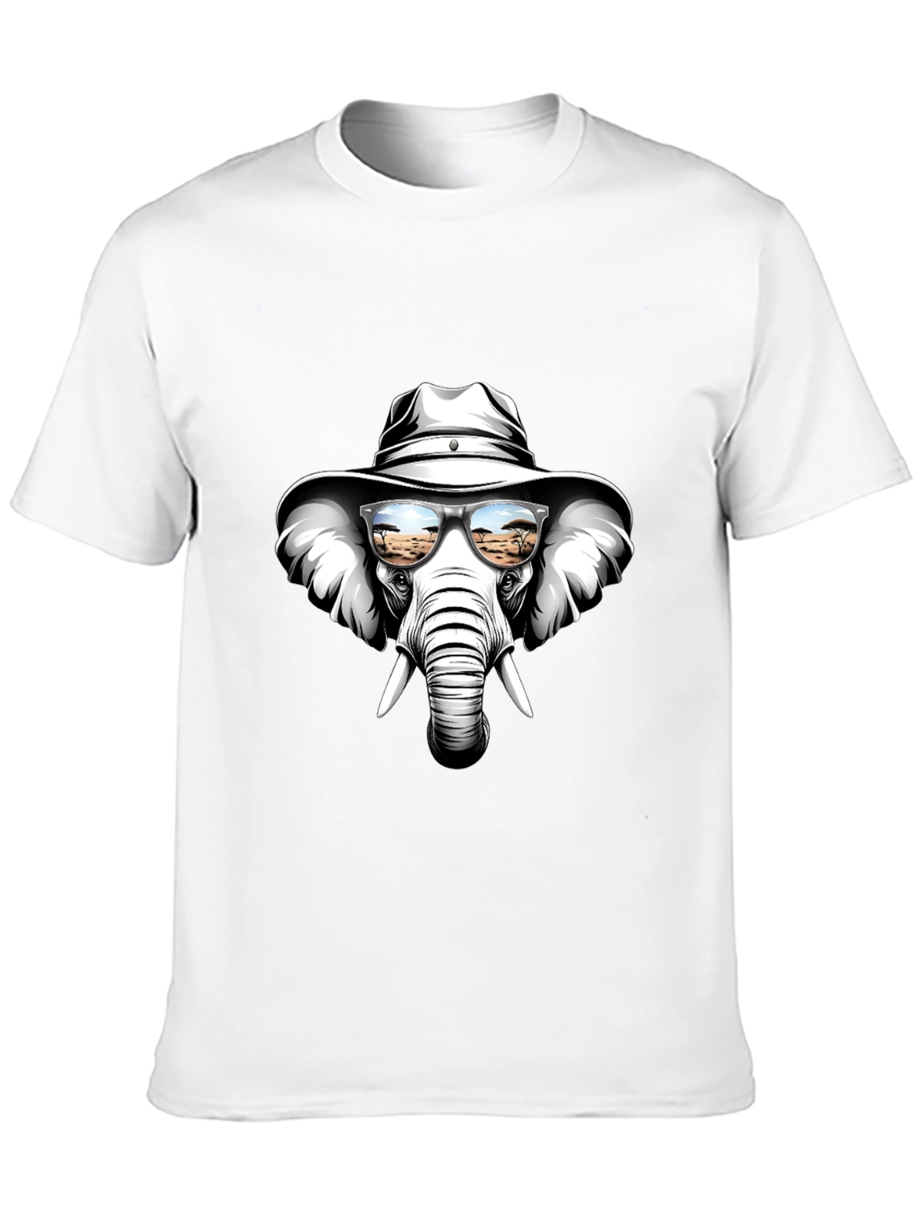 Black Cool Elephant T-Shirt: Safari Shades & Cowboy Hat view 10