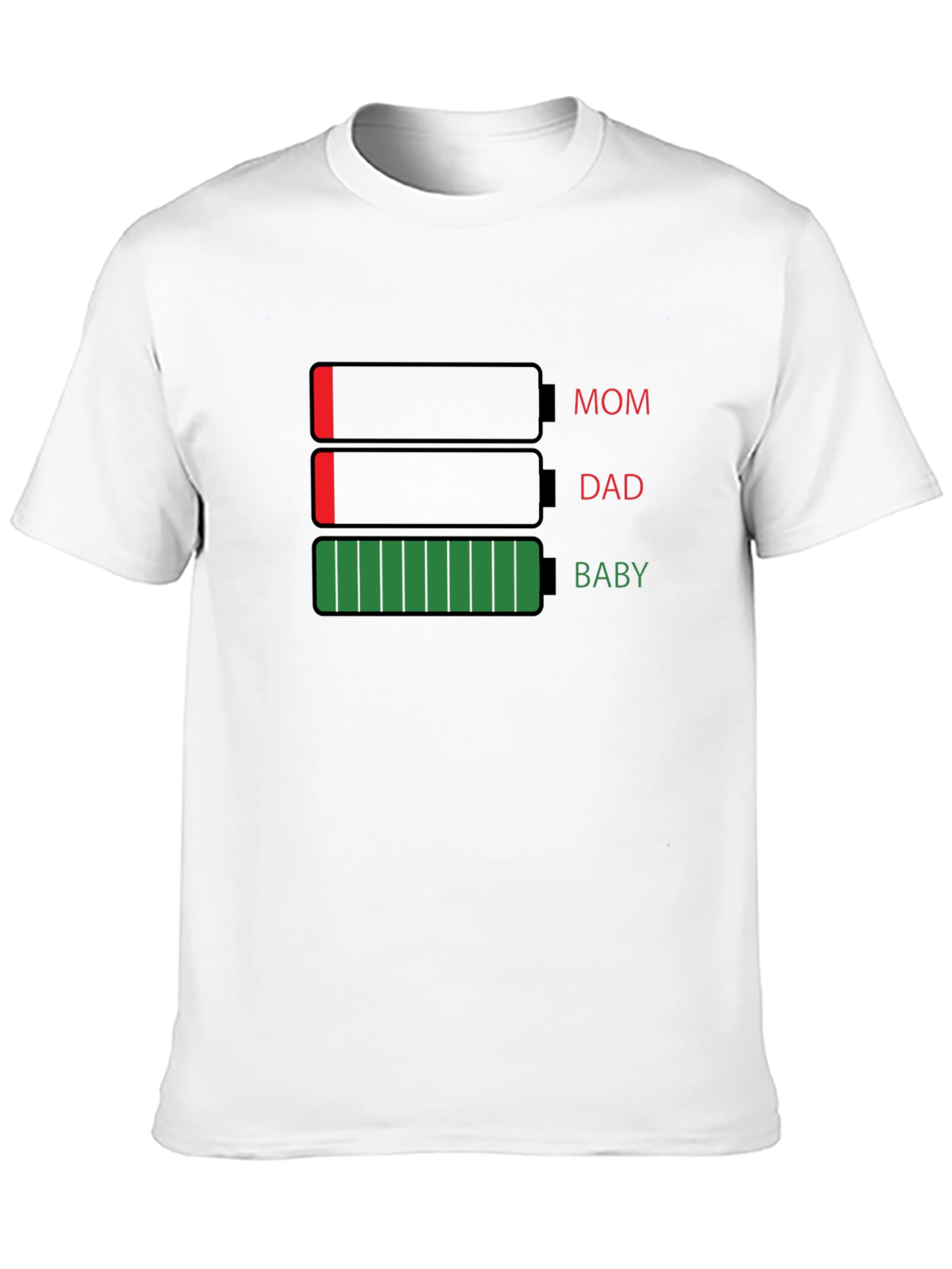 Black Family Battery Level T-Shirt - Dad, Mom, & Baby Power! view 10