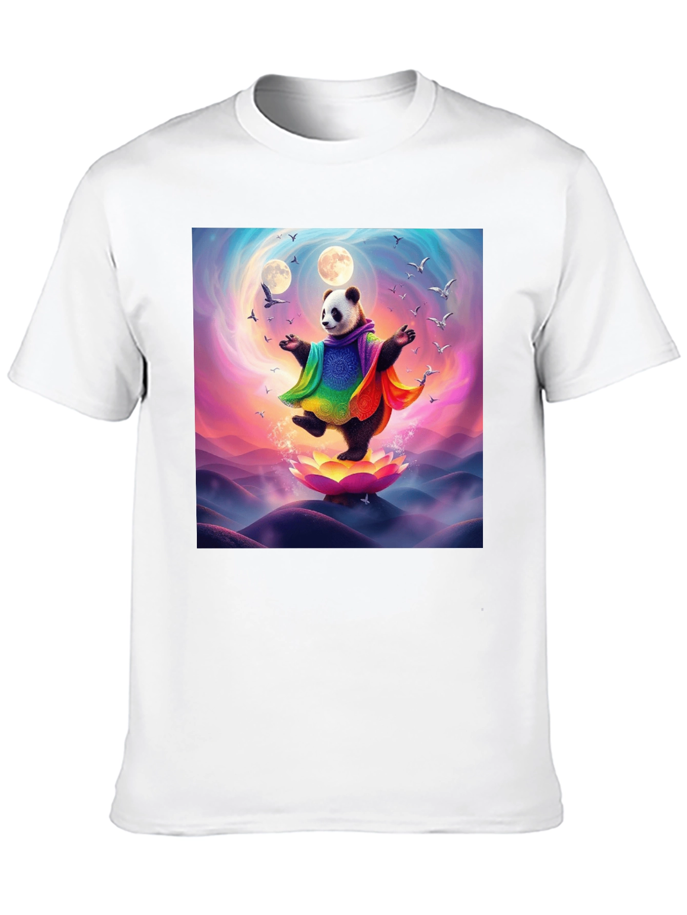 Black Zen Panda T-Shirt - Colorful Meditation Design view 10