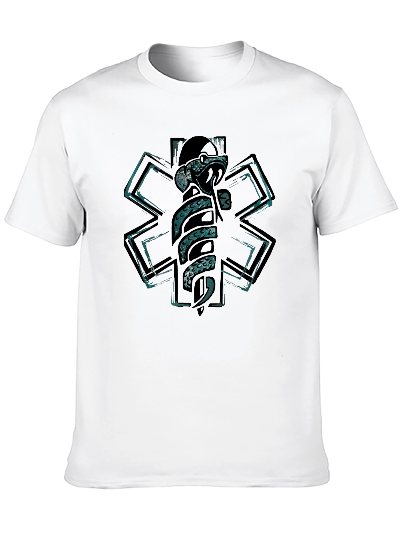 Black Star of Life Snake T-Shirt - EMT, Paramedic view 10