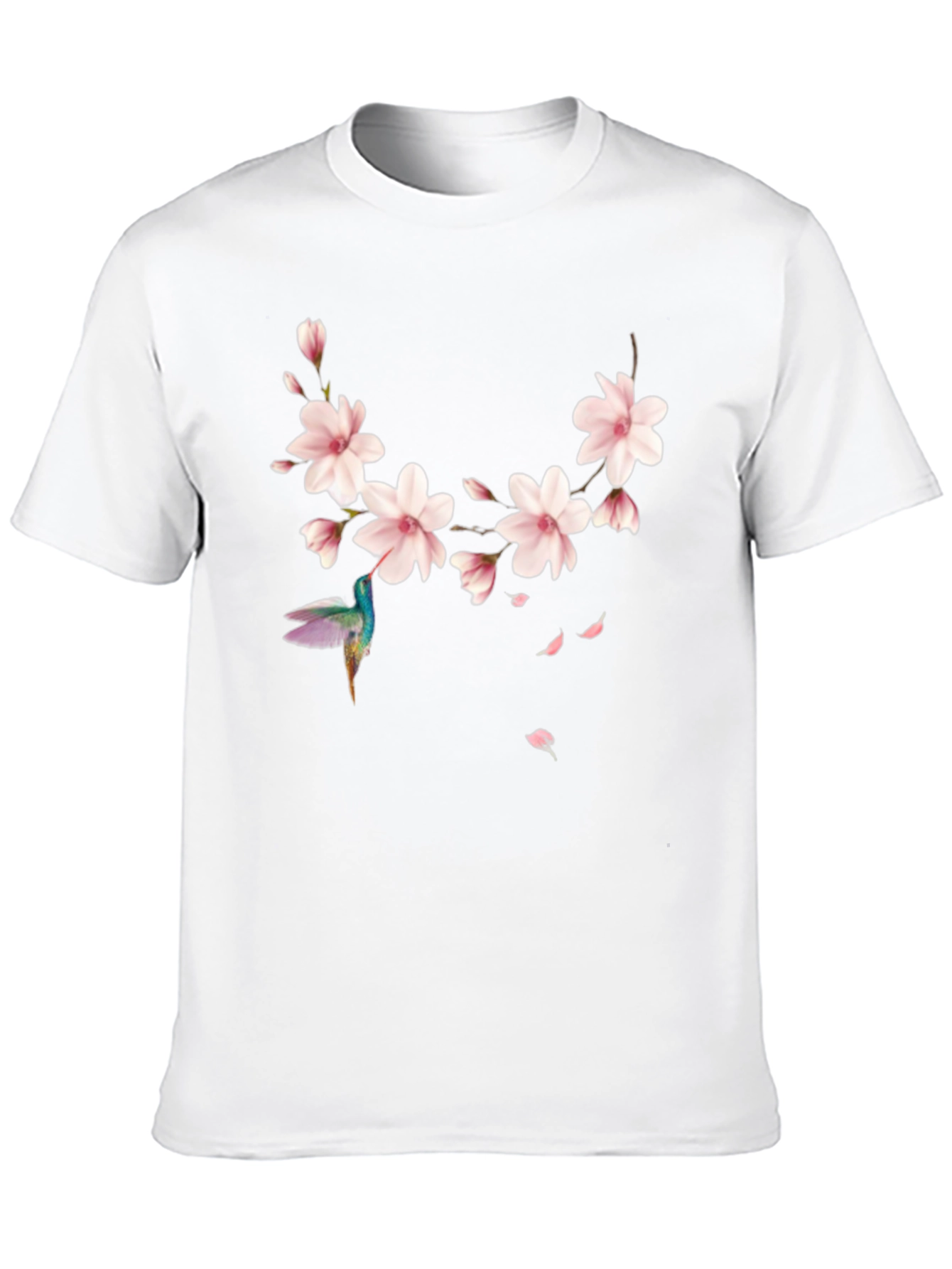 Black Floral Hummingbird Black T-Shirt view 10