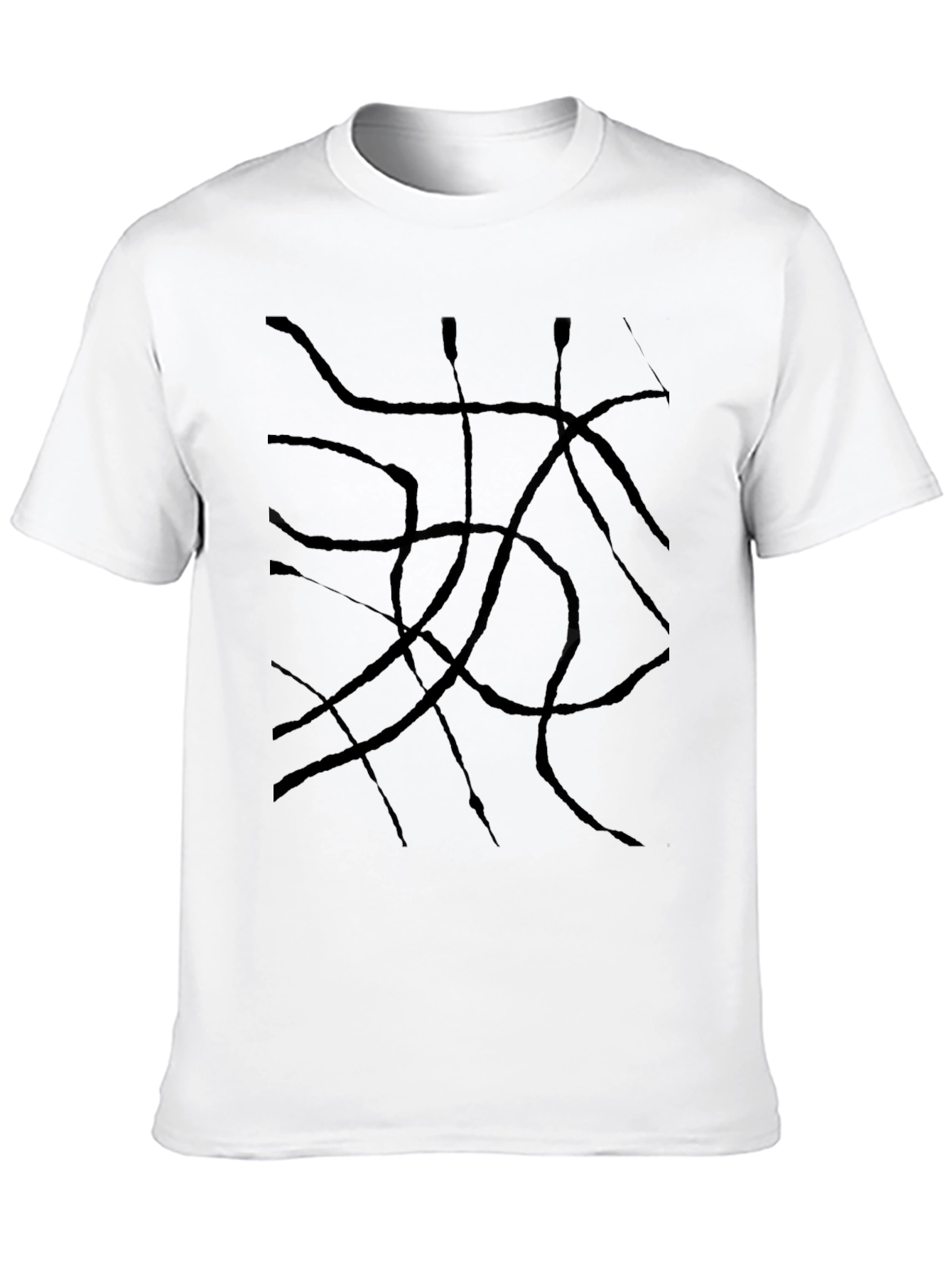 Abstract Line Art Black T-Shirt - 10