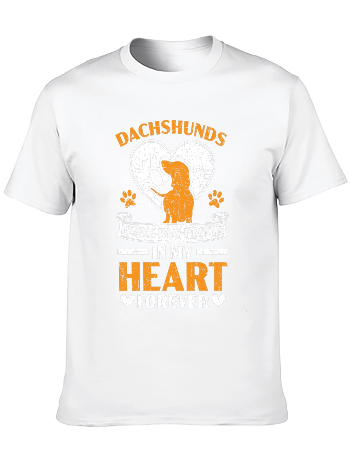 Black Dachshunds Leave Paw Prints Heart T-Shirt view 10