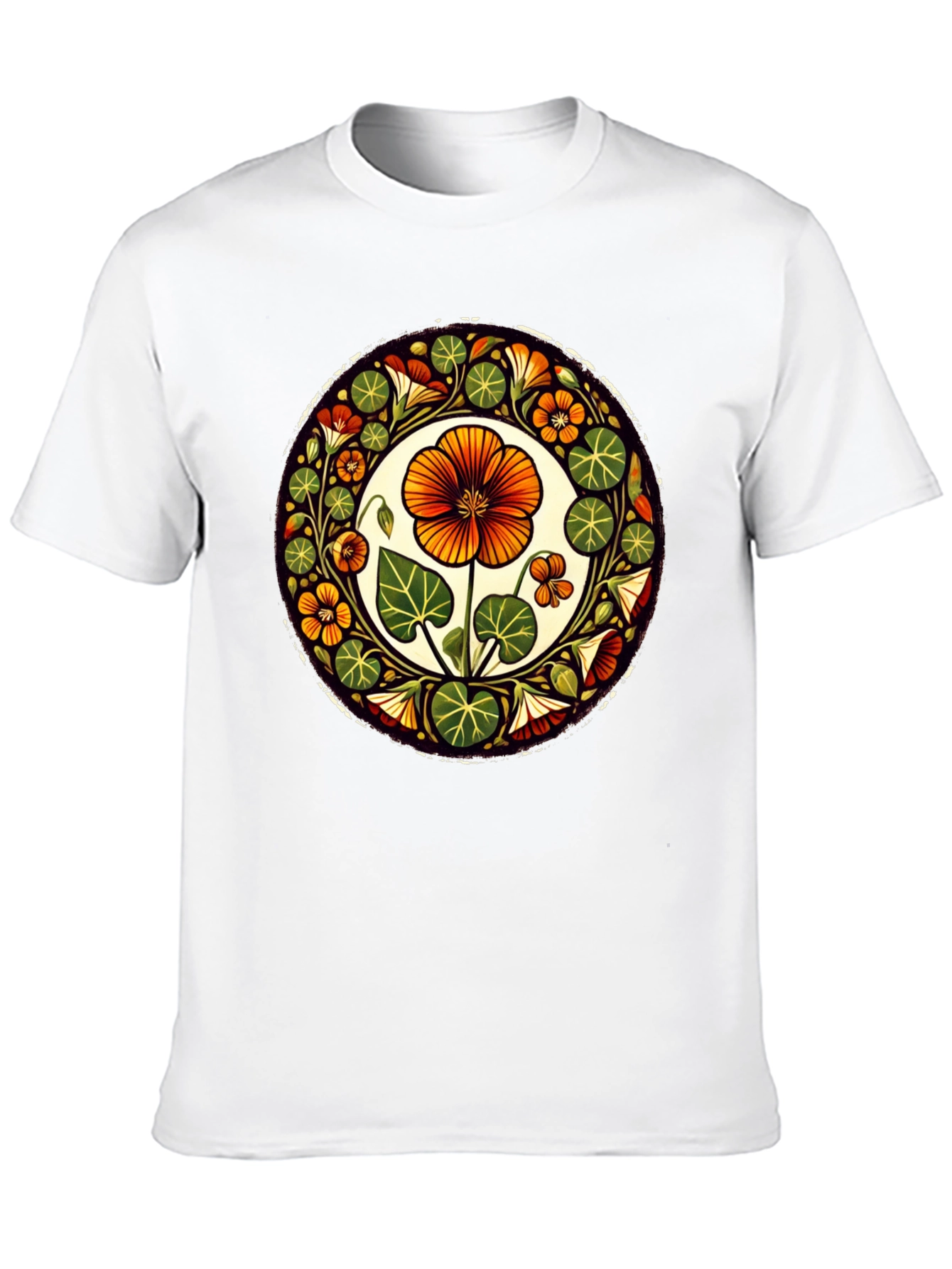 Black Floral Mandala Graphic Tee - Black Cotton T-Shirt view 10