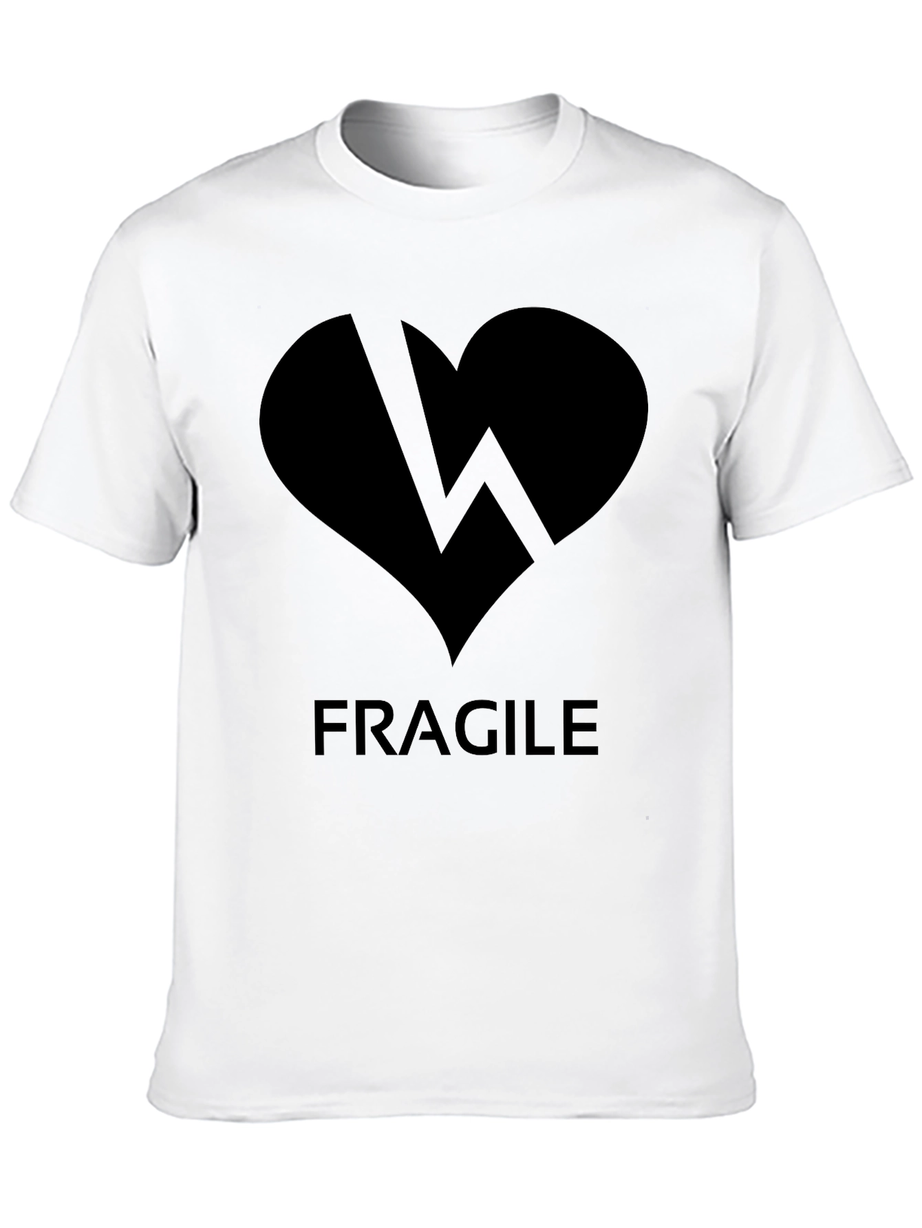 Black Fragile Heart Graphic Tee - Black Crew Neck Shirt view 10