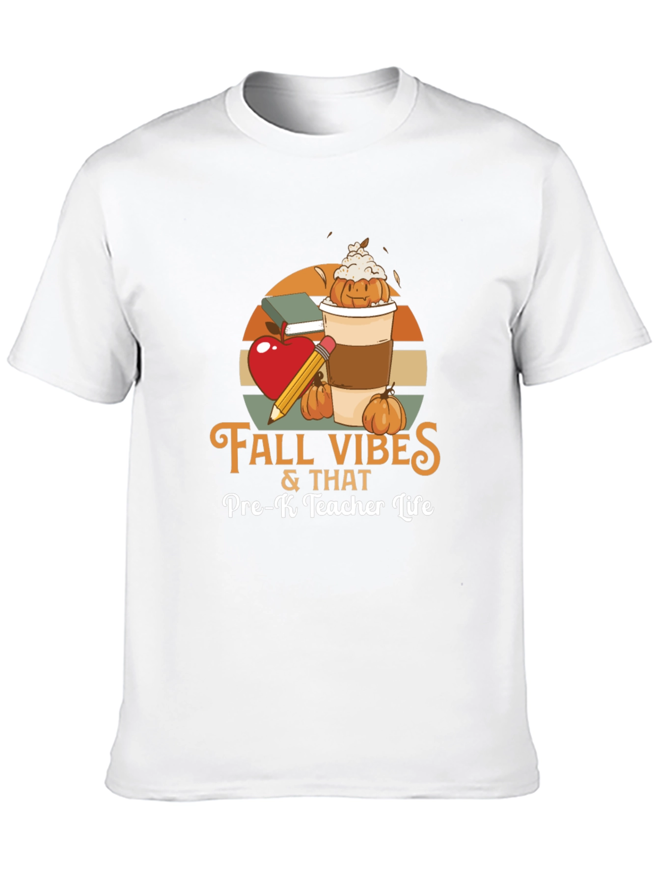 Black Fall Vibes Pre-K Teacher Life T-Shirt view 10