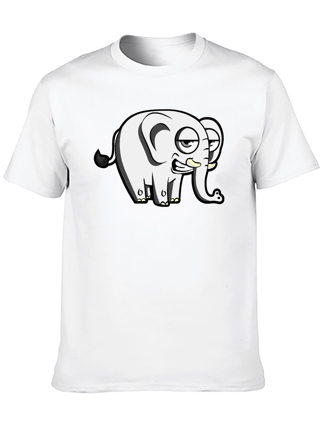Black Funny Elephant Cartoon Black T-Shirt view 10