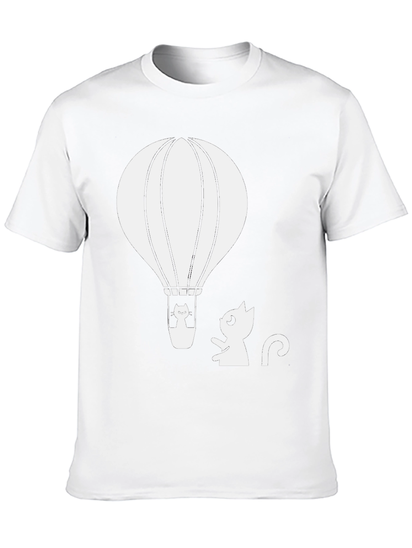 Black Cat Hot Air Balloon Graphic Tee - Black Cotton T-Shirt view 10