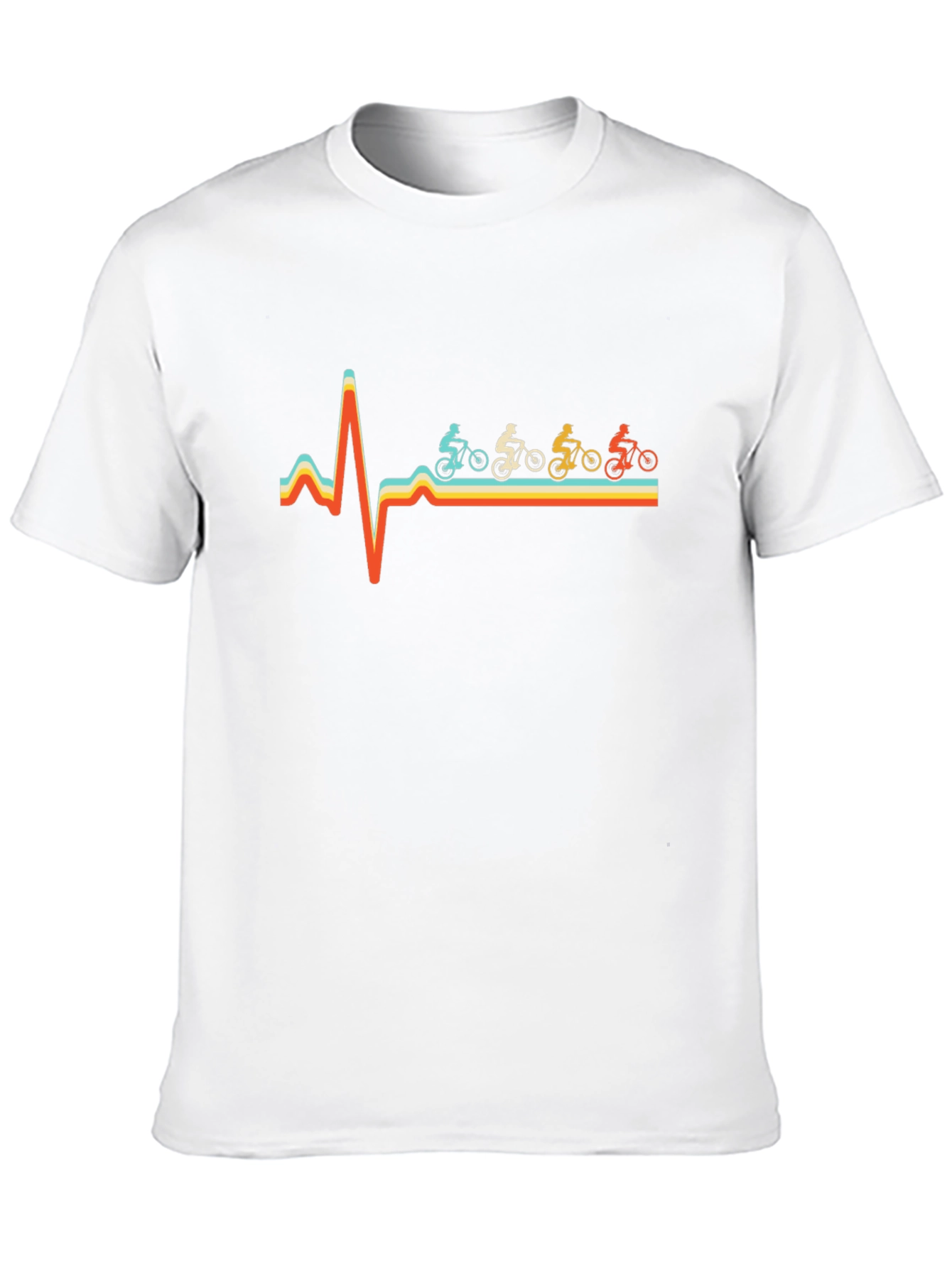 Black Cycling Heartbeat T-Shirt - Retro Design view 10