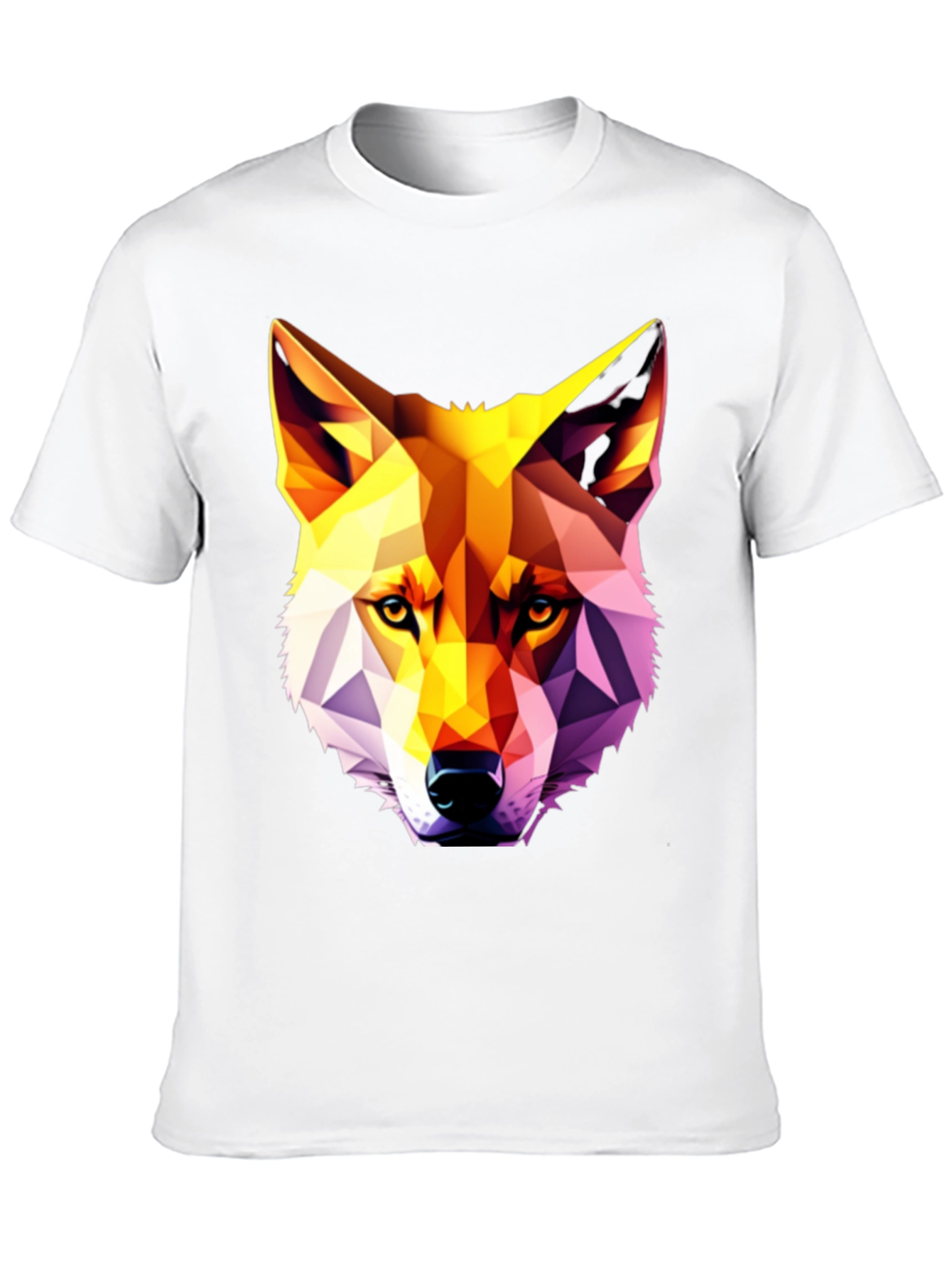 Black Geometric Wolf Graphic Tee - Modern Art Shirt view 10