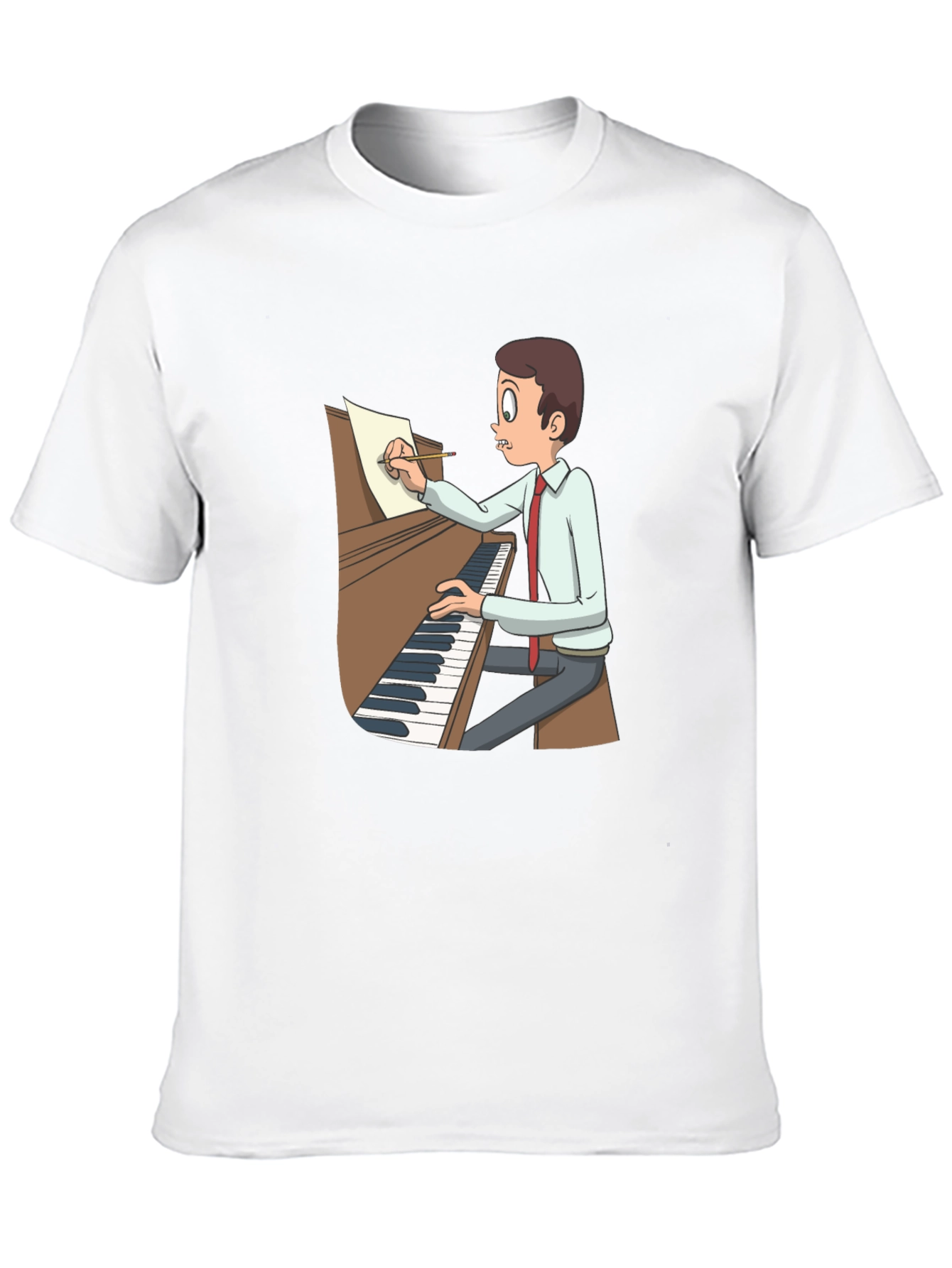 Black Cartoon Pianist T-Shirt - Music Lover Tee view 10