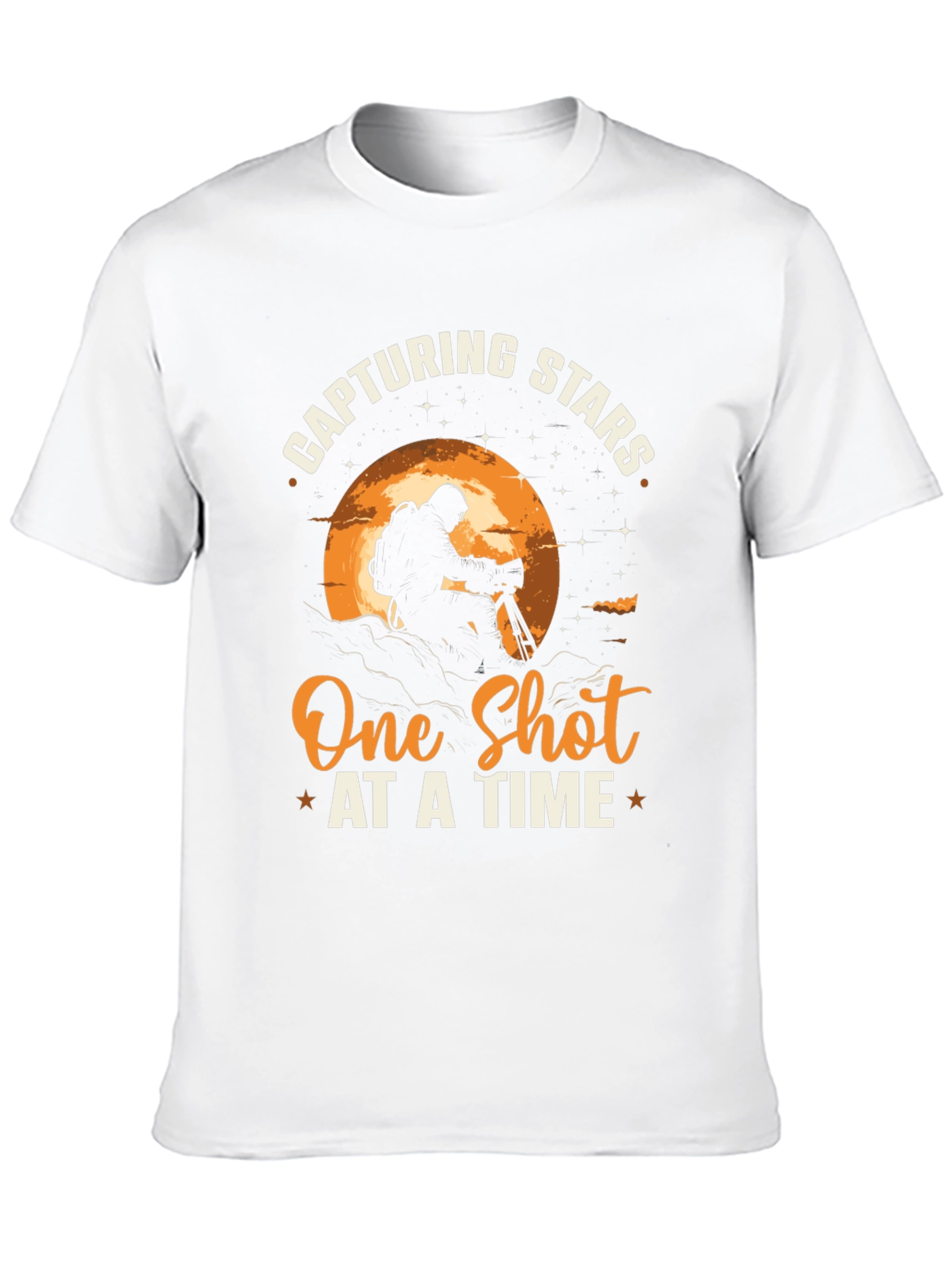 Black Capturing Stars T-Shirt - Photographer Design view 10