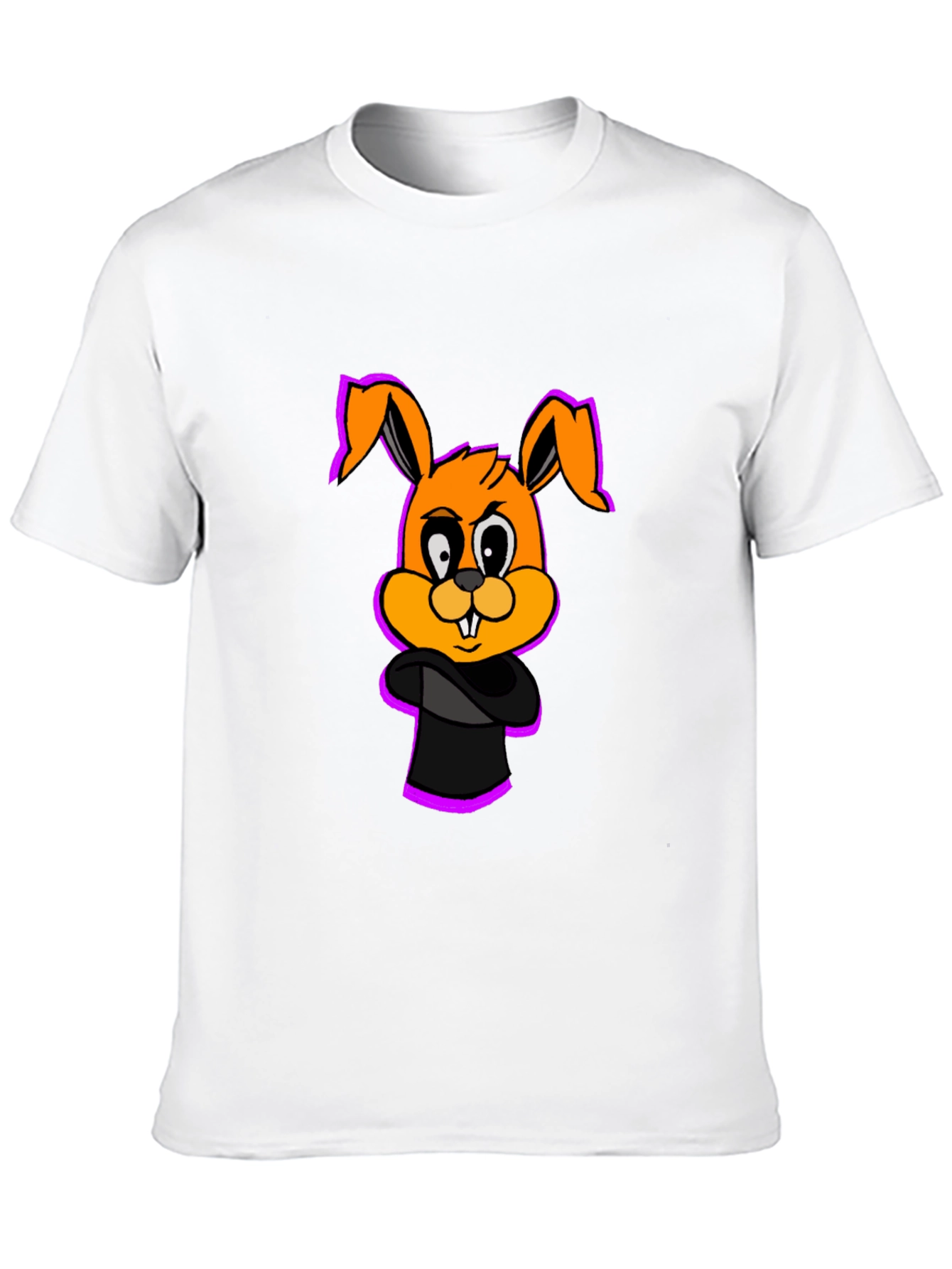 Black Cartoon Bunny Graphic Black T-Shirt view 10
