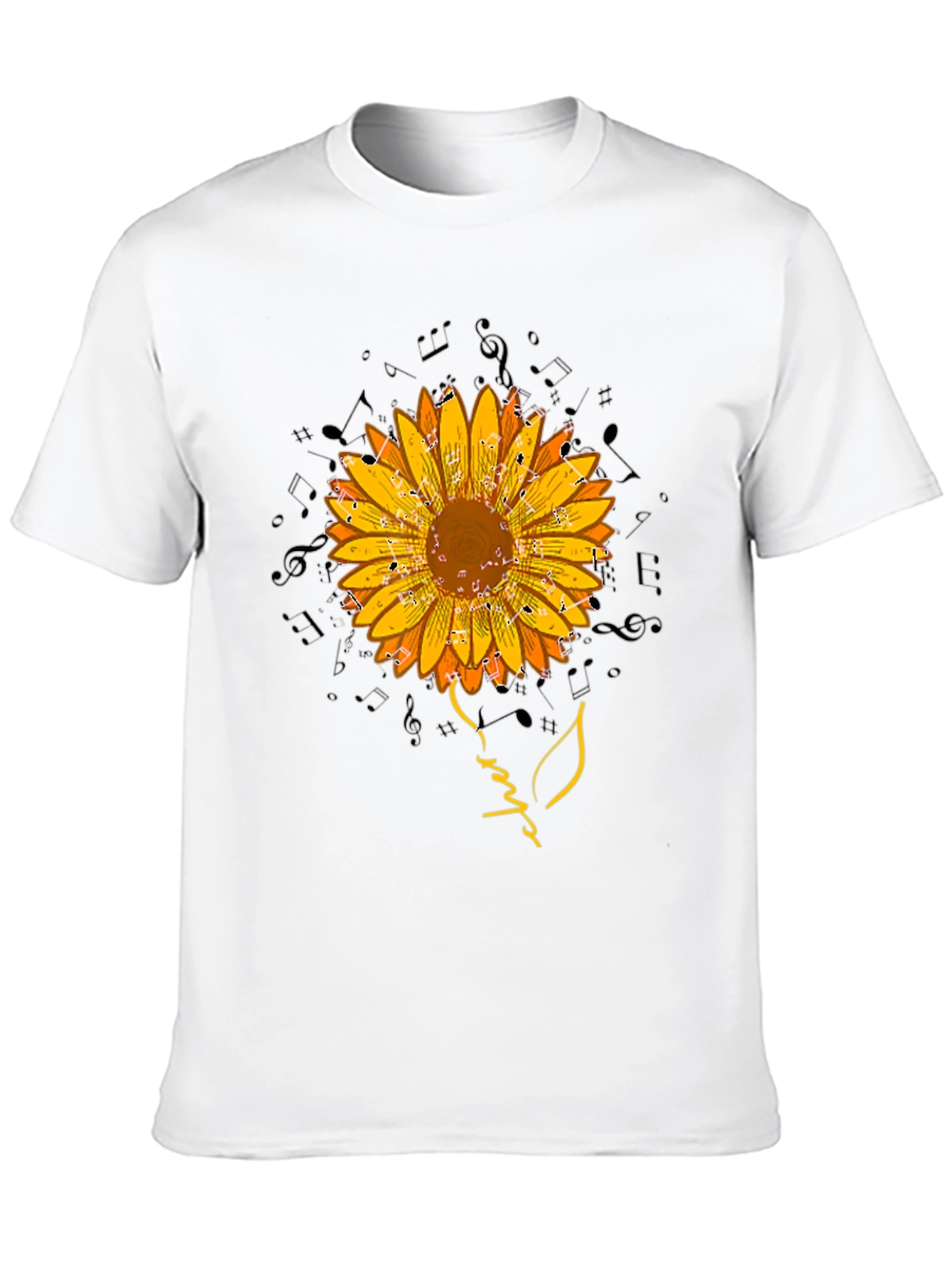 Black Sunflower Music Note Graphic Tee view 10