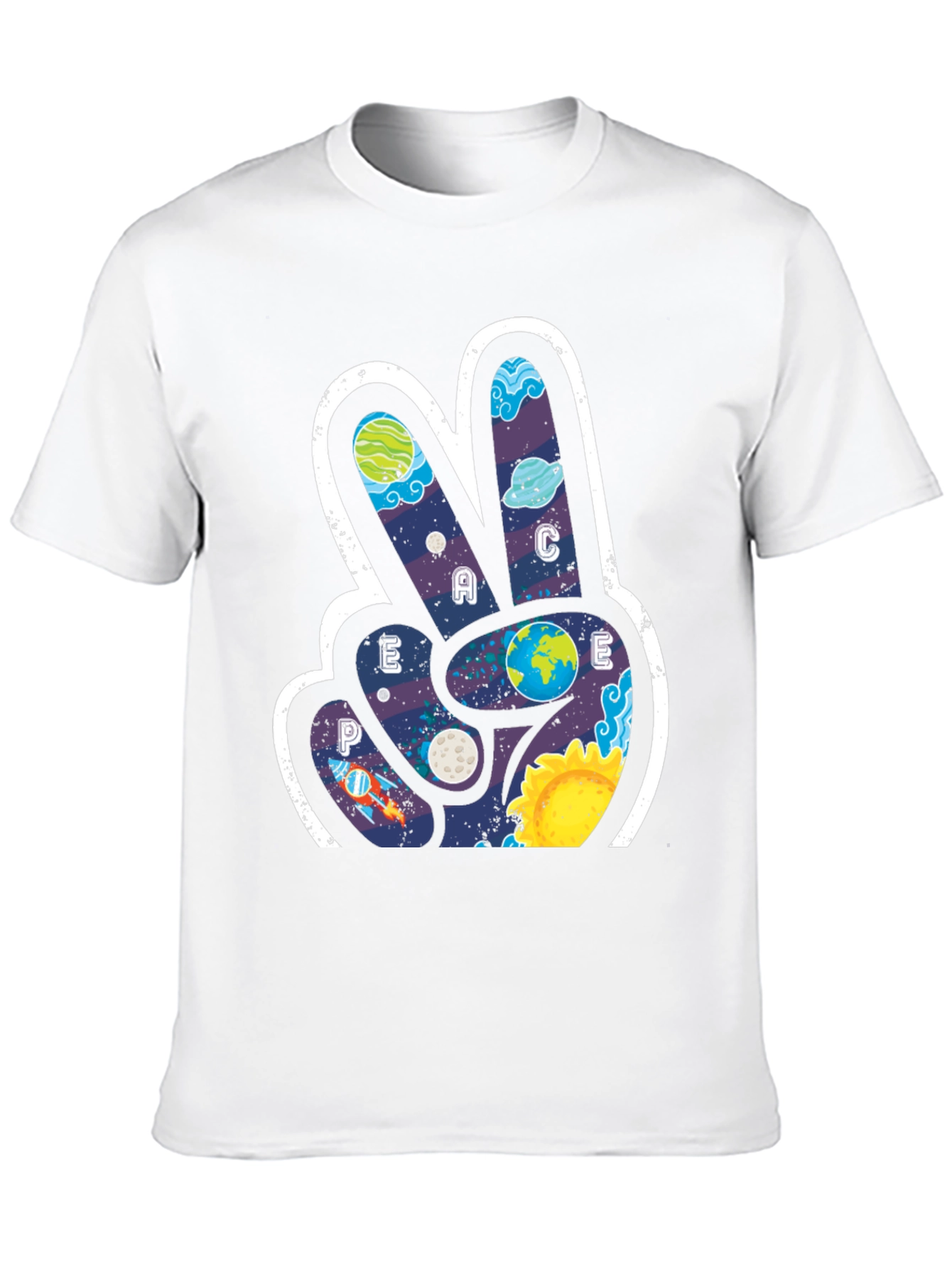 Black Peace Sign Galaxy T-Shirt view 10