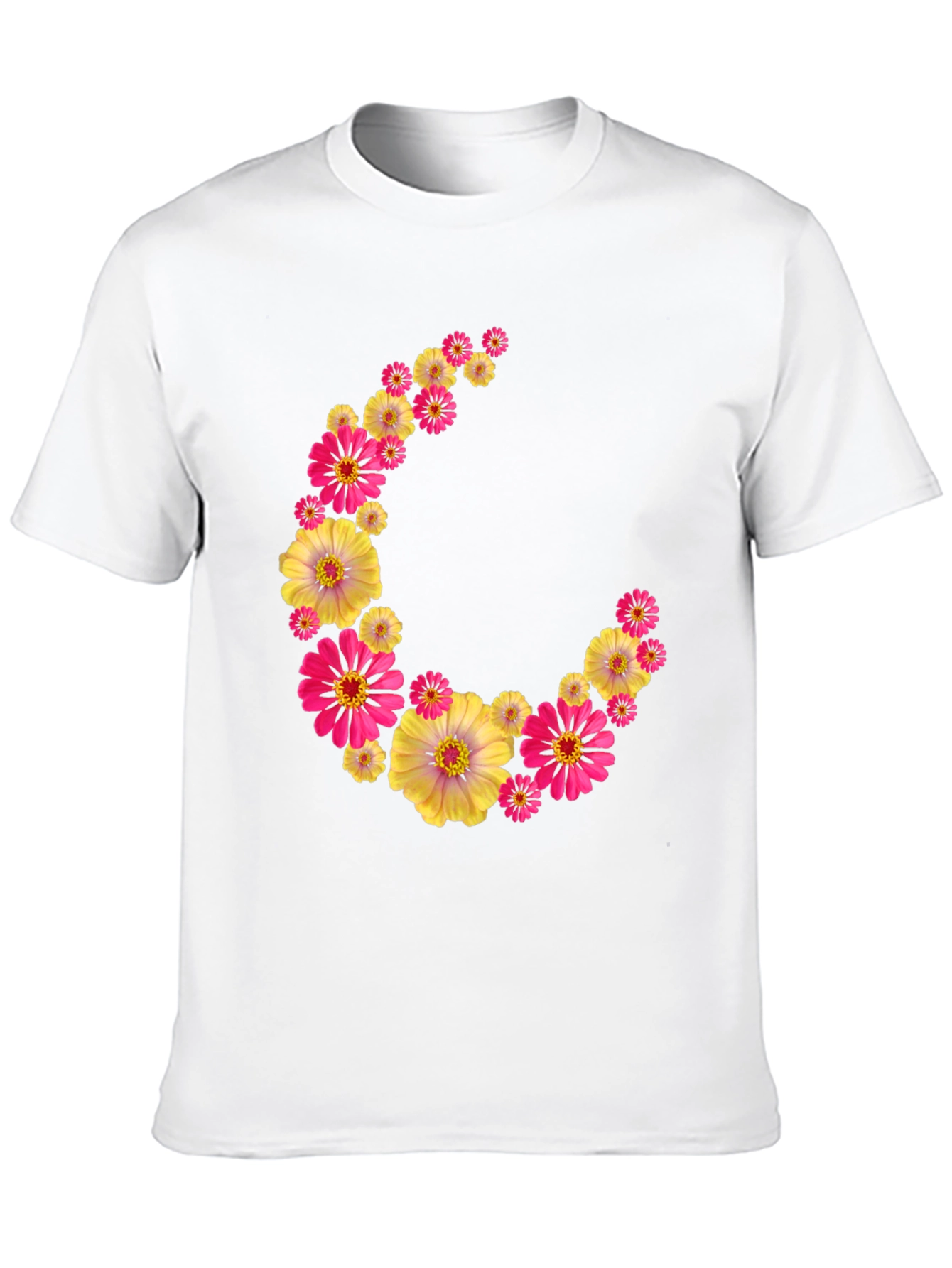 Black Floral Crescent Moon Black T-Shirt view 10